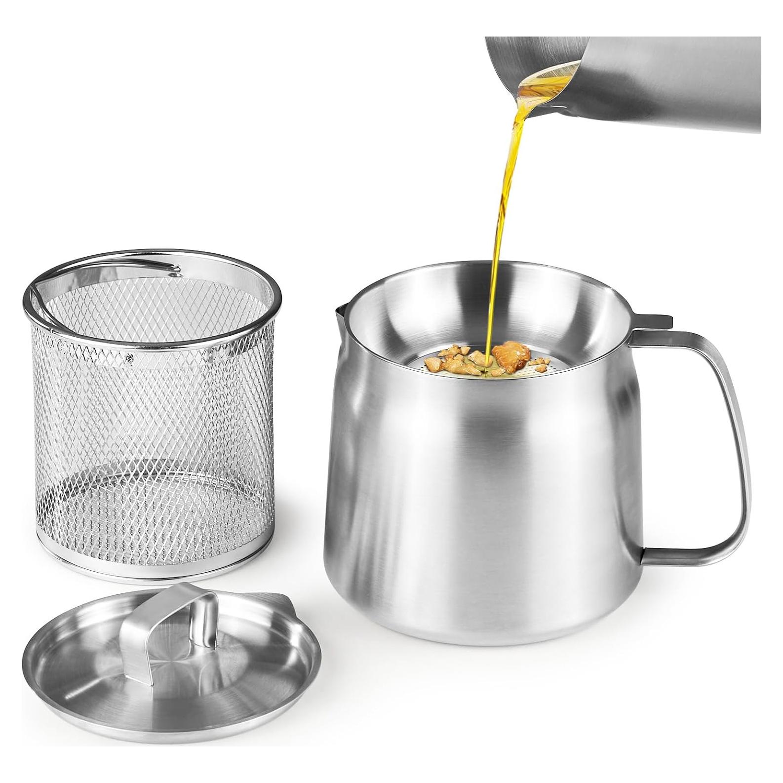 Contenedor de Aceite Fijinhom 1.5L Acero Inoxidable con Colador