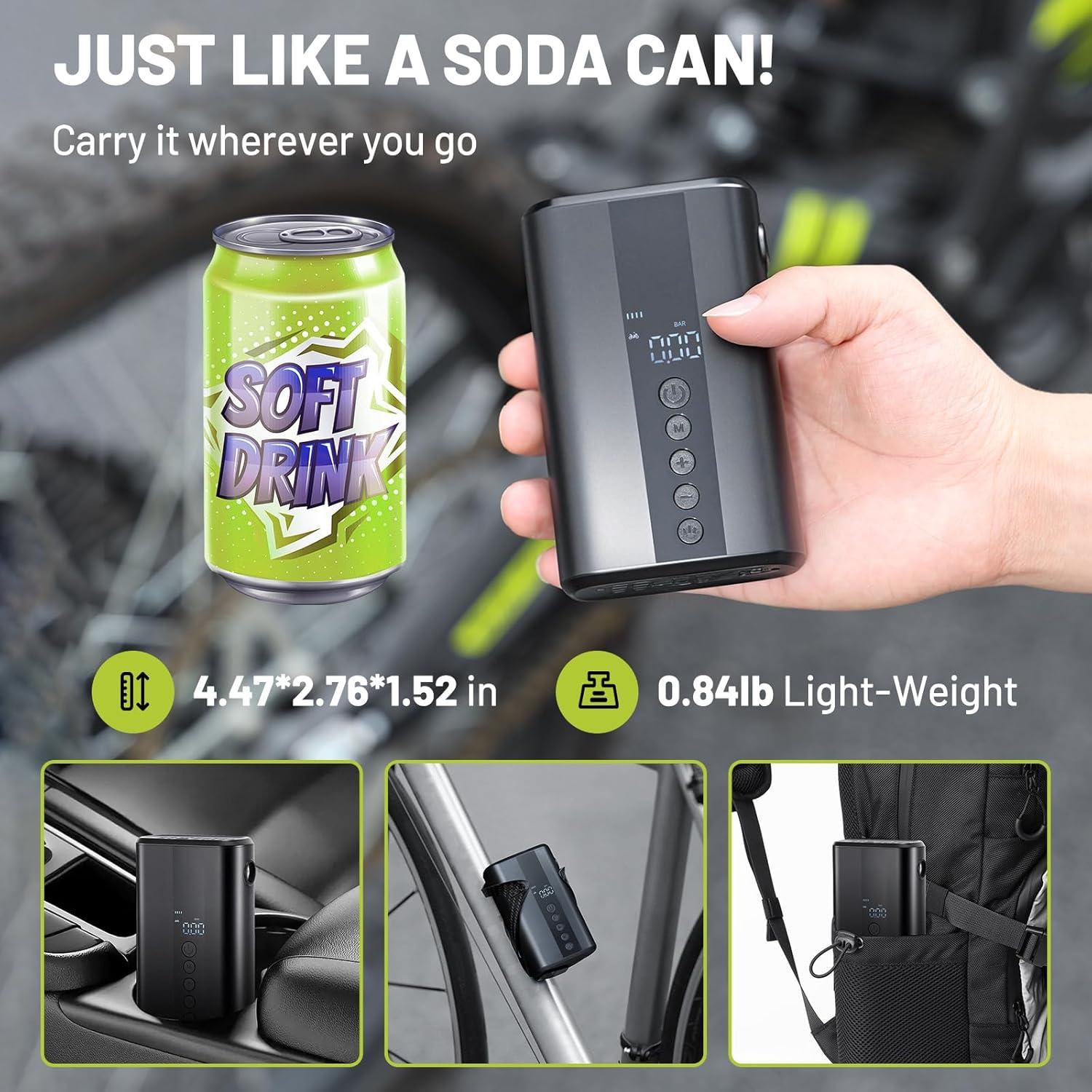 Compresor de Aire Portátil AUMENTAR 130 PSI para Bicicleta