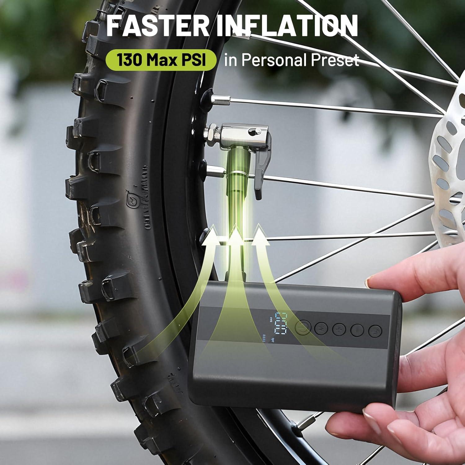 Compresor de Aire Portátil AUMENTAR 130 PSI para Bicicleta