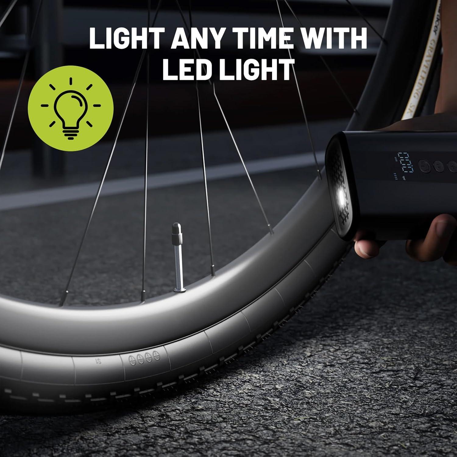 Compresor de Aire Portátil AUMENTAR 130 PSI para Bicicleta