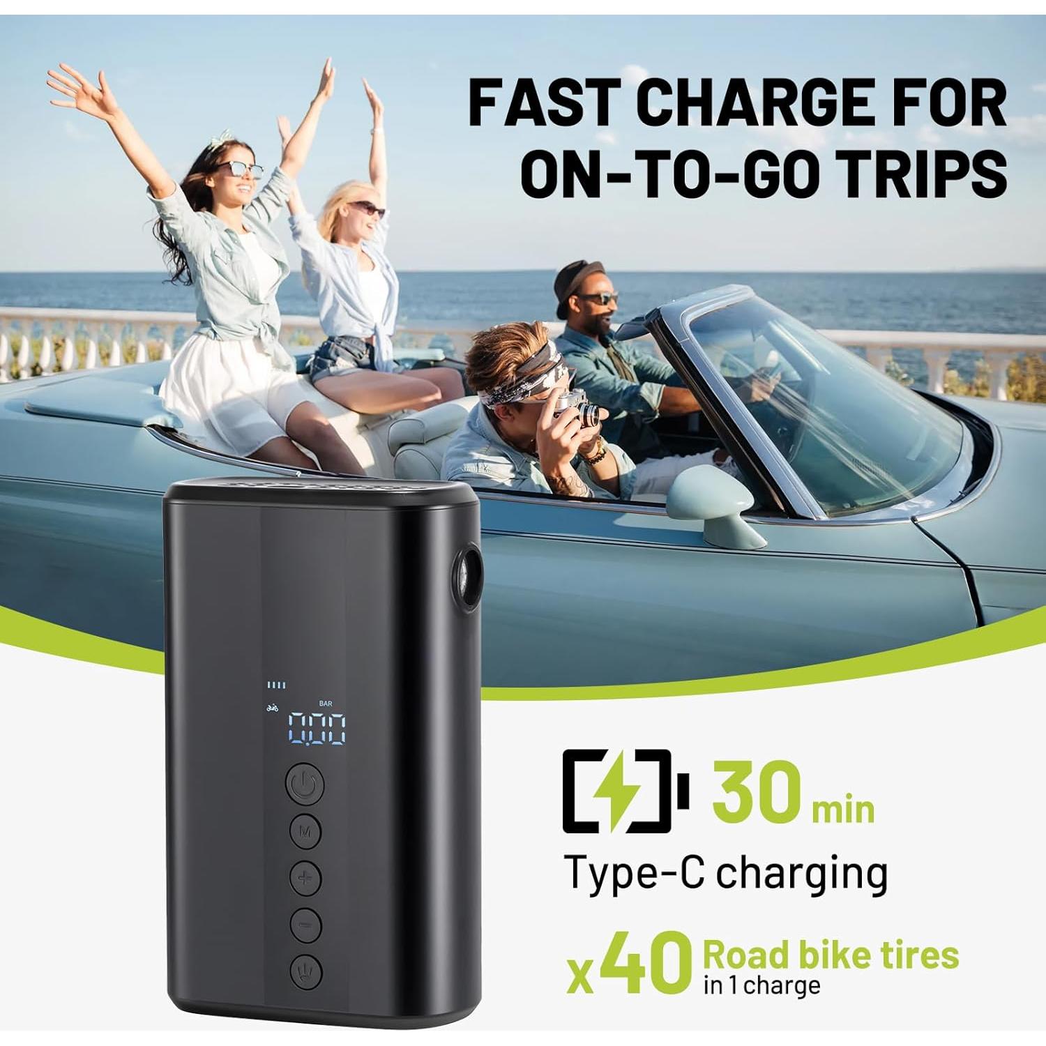 Compresor de Aire Portátil AUMENTAR 130 PSI para Bicicleta