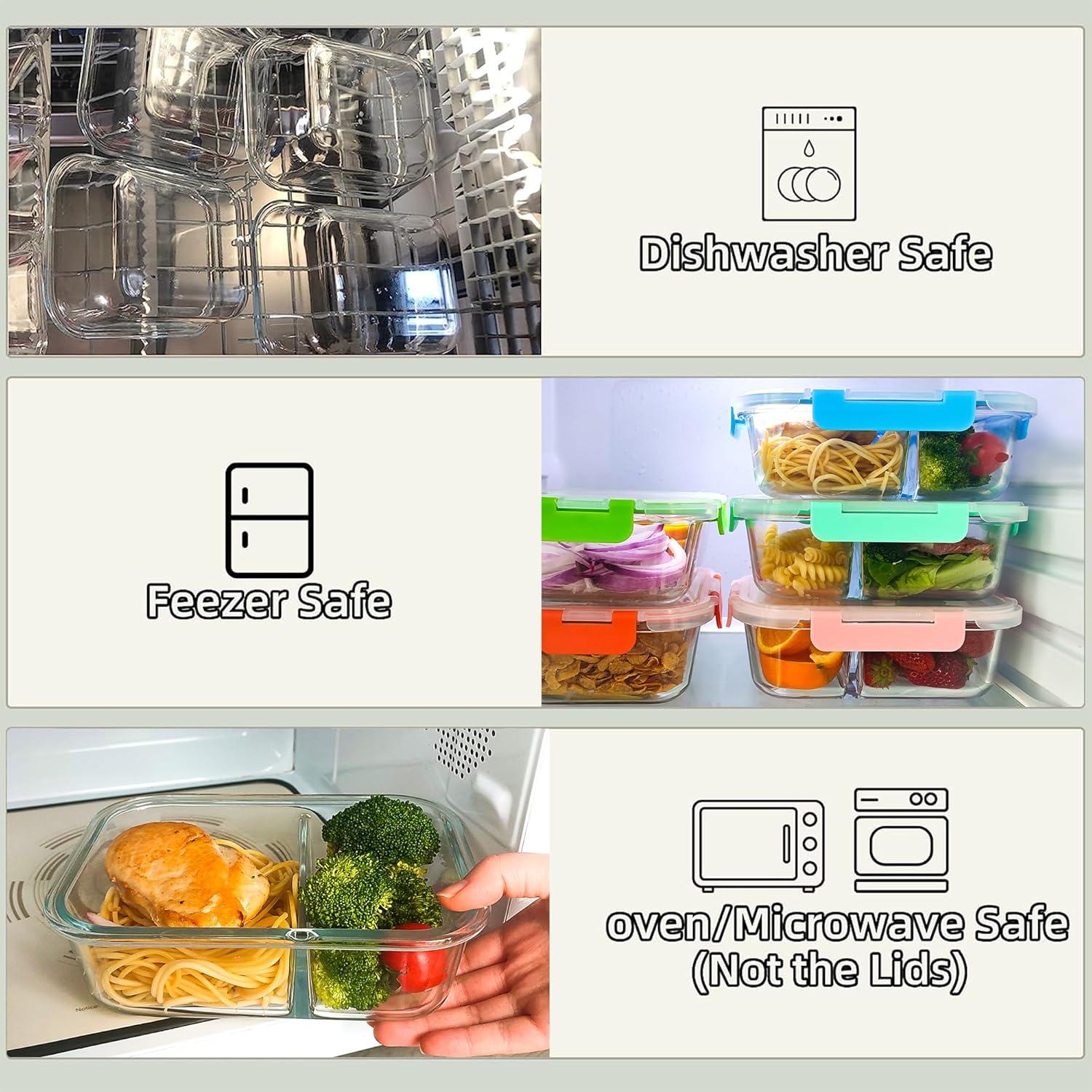 Set de 5 Contenedores de Vidrio 880ml con Tapas - Apilables