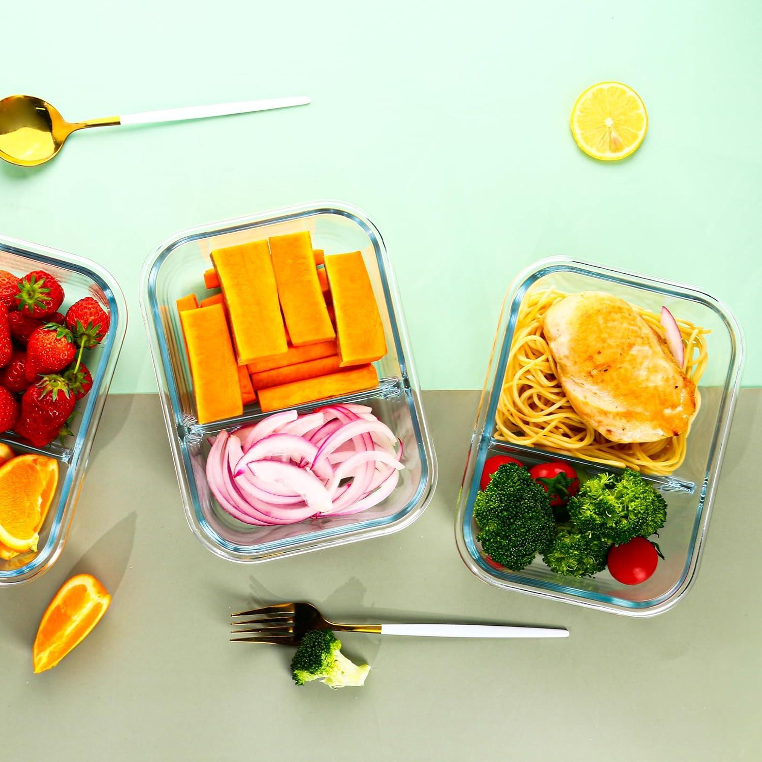 Set de 5 Contenedores de Vidrio 880ml con Tapas - Apilables