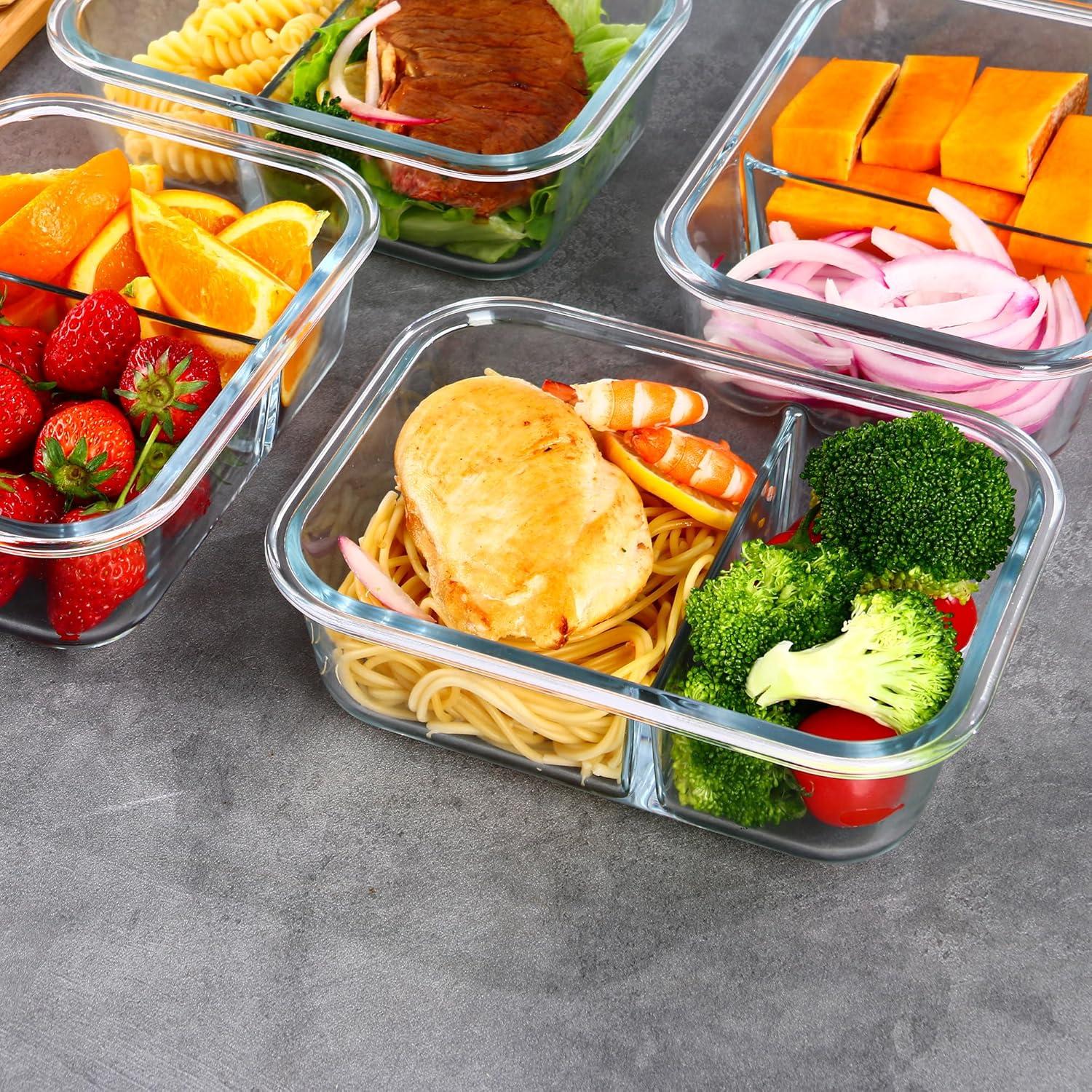 Set de 5 Contenedores de Vidrio 880ml con Tapas - Apilables