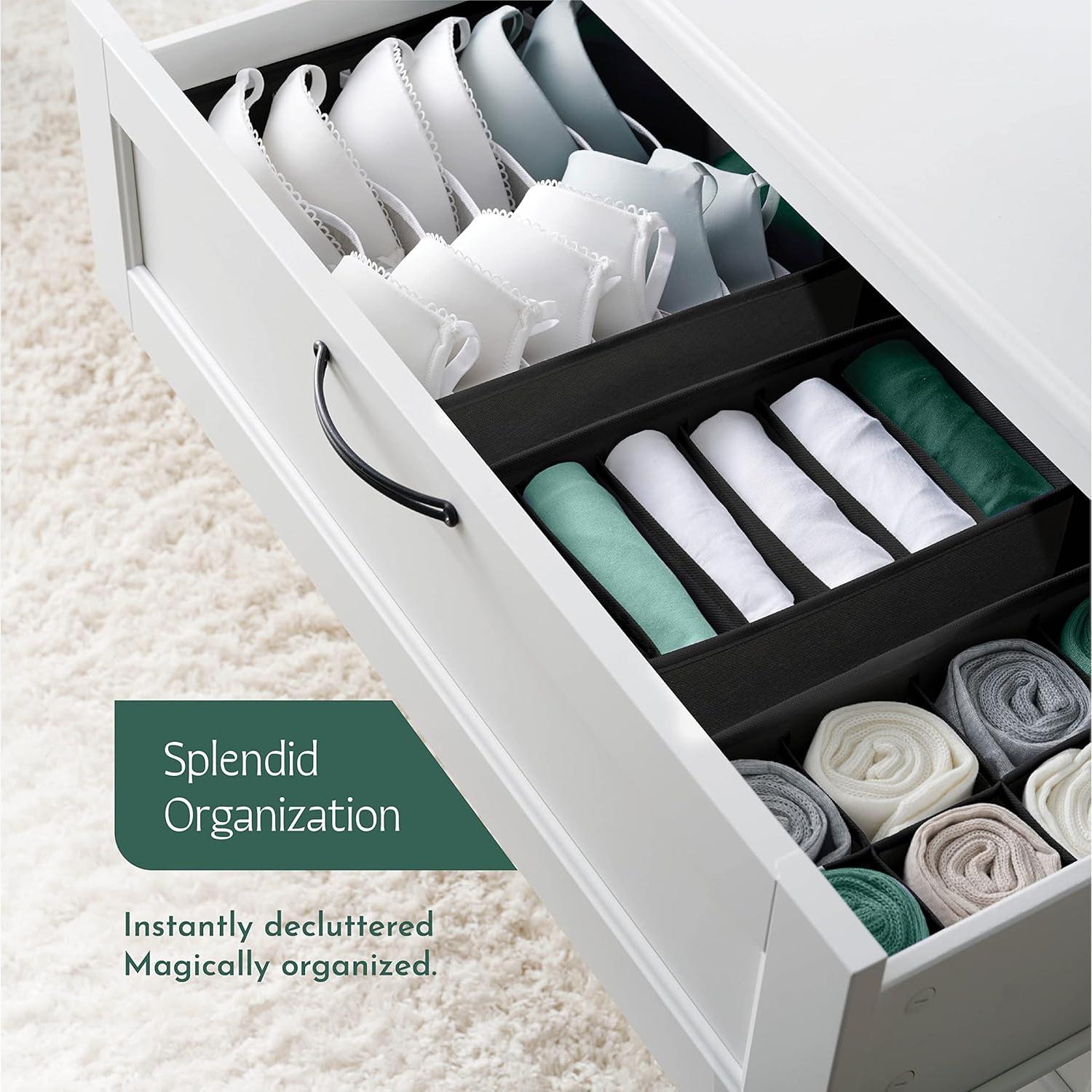 Organizador de Cajones RUBOXA 4 Pk Tela Negra 45 Compartimentos