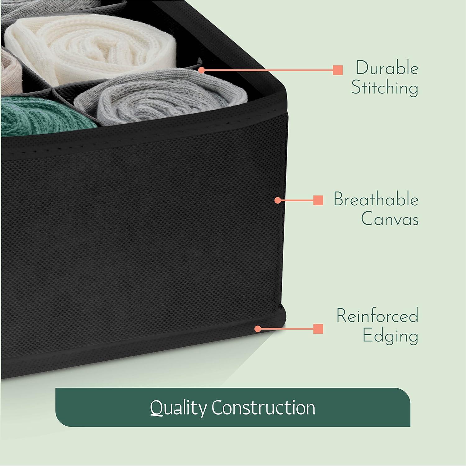 Organizador de Cajones RUBOXA 4 Pk Tela Negra 45 Compartimentos