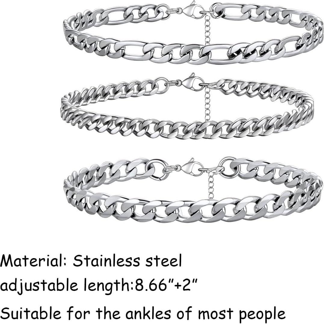 Pulsera de Tobillo de Plata Ajustable para Mujeres - Acero Inoxidable