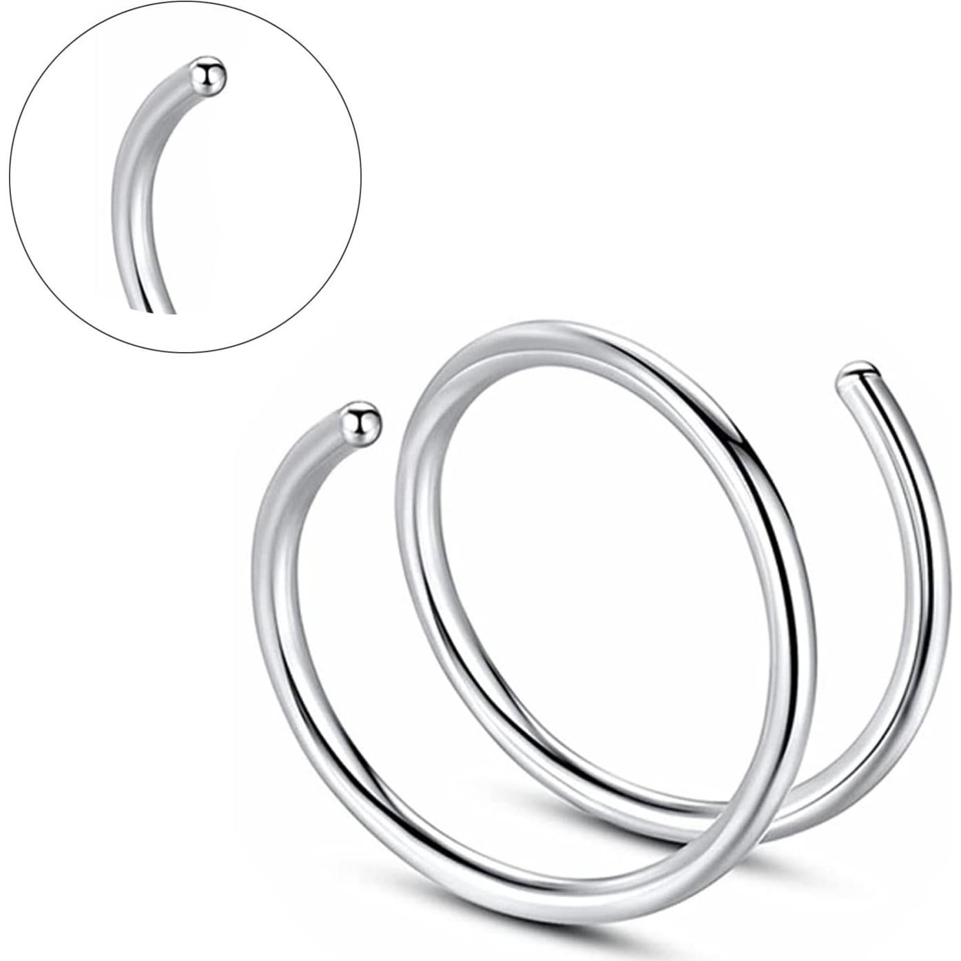 Anillo de Nariz Doble FECTAS 20G Acero Inoxidable 6PCS