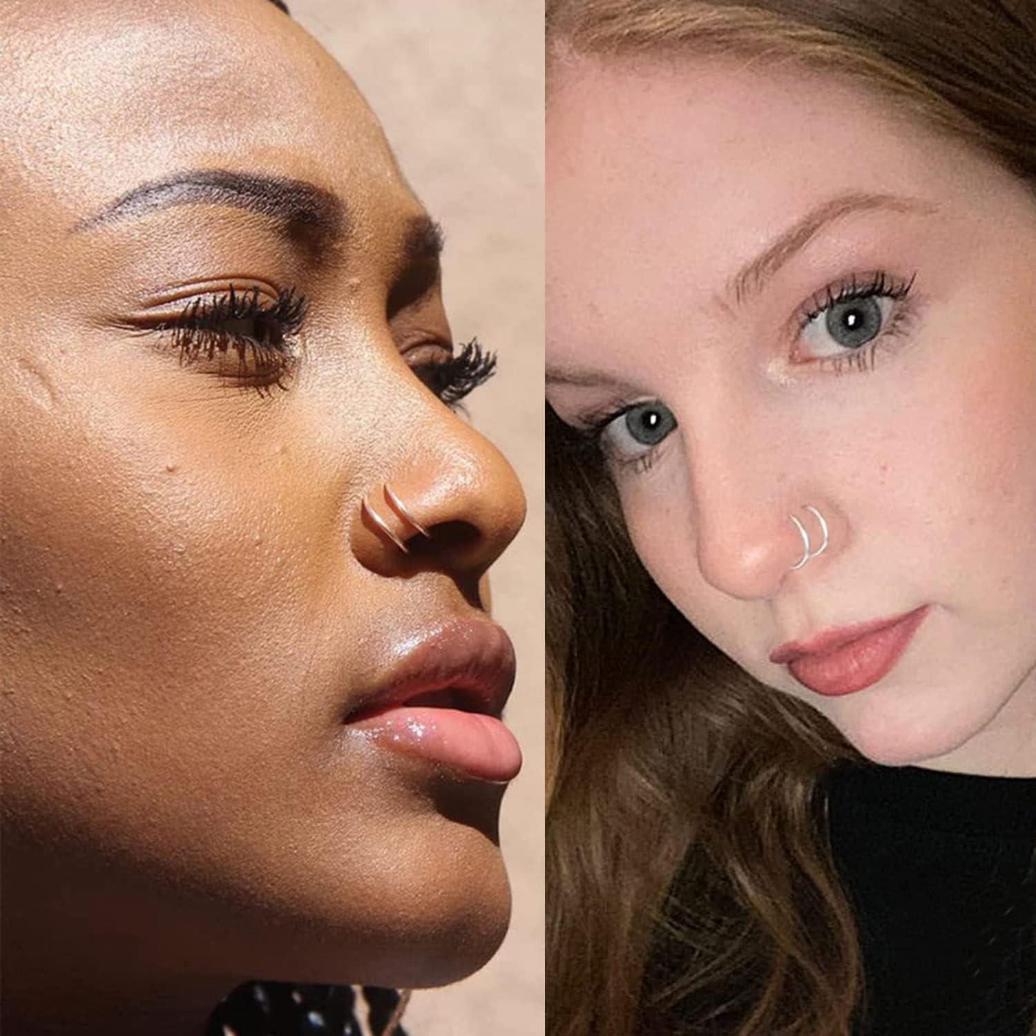 Anillo de Nariz Doble FECTAS 20G Acero Inoxidable 6PCS