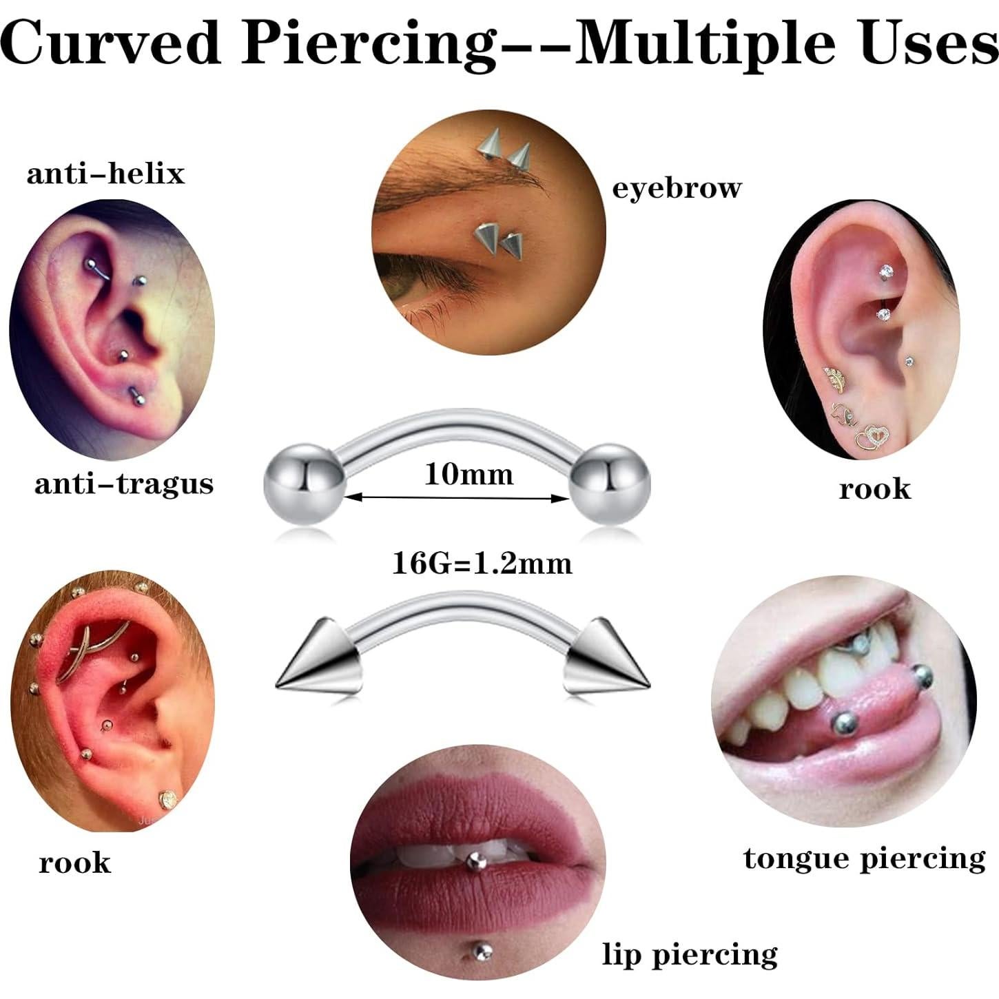 Kit de Piercing Profesional DJCIW 90PCS Acero Inoxidable