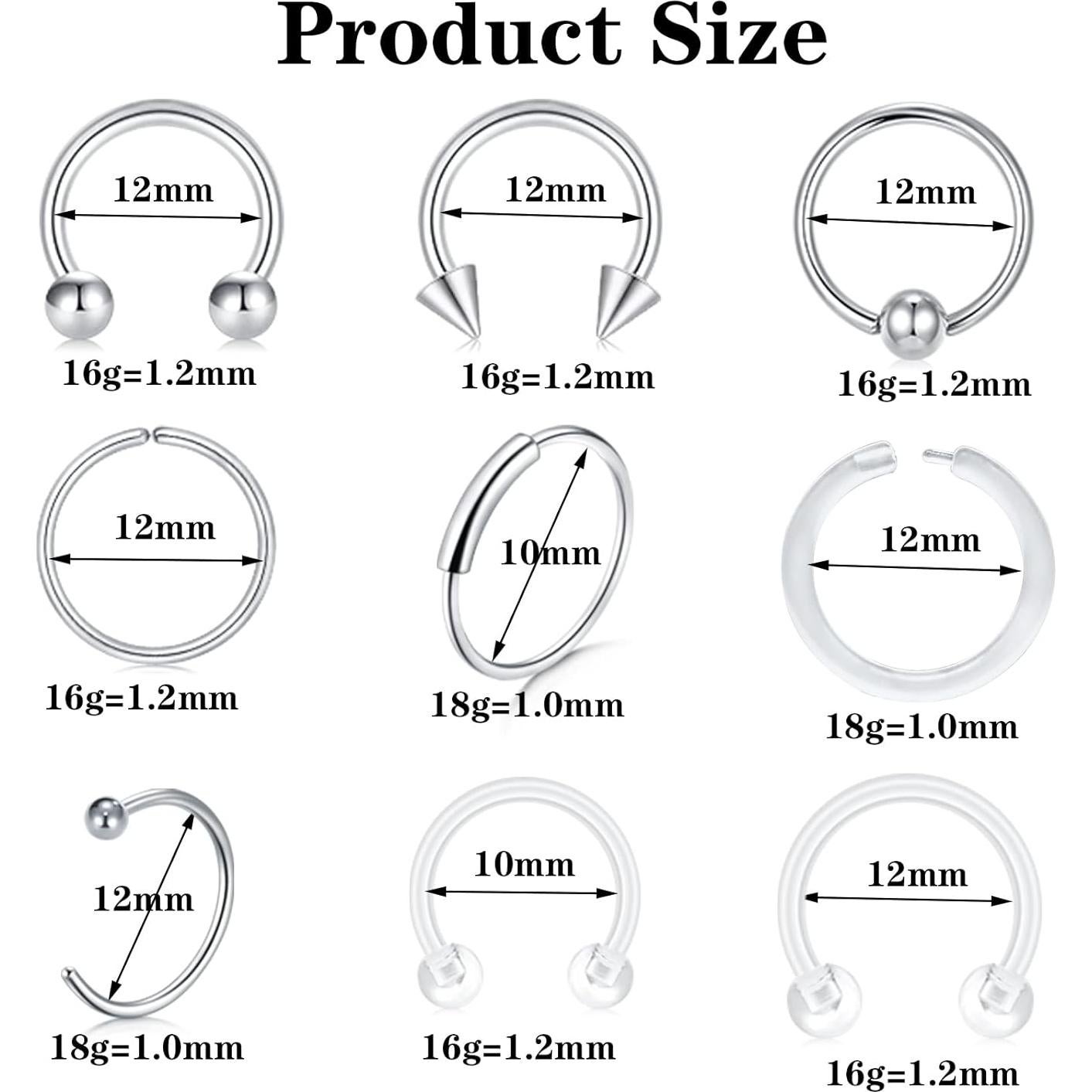 Kit de Piercing Profesional DJCIW 90PCS Acero Inoxidable