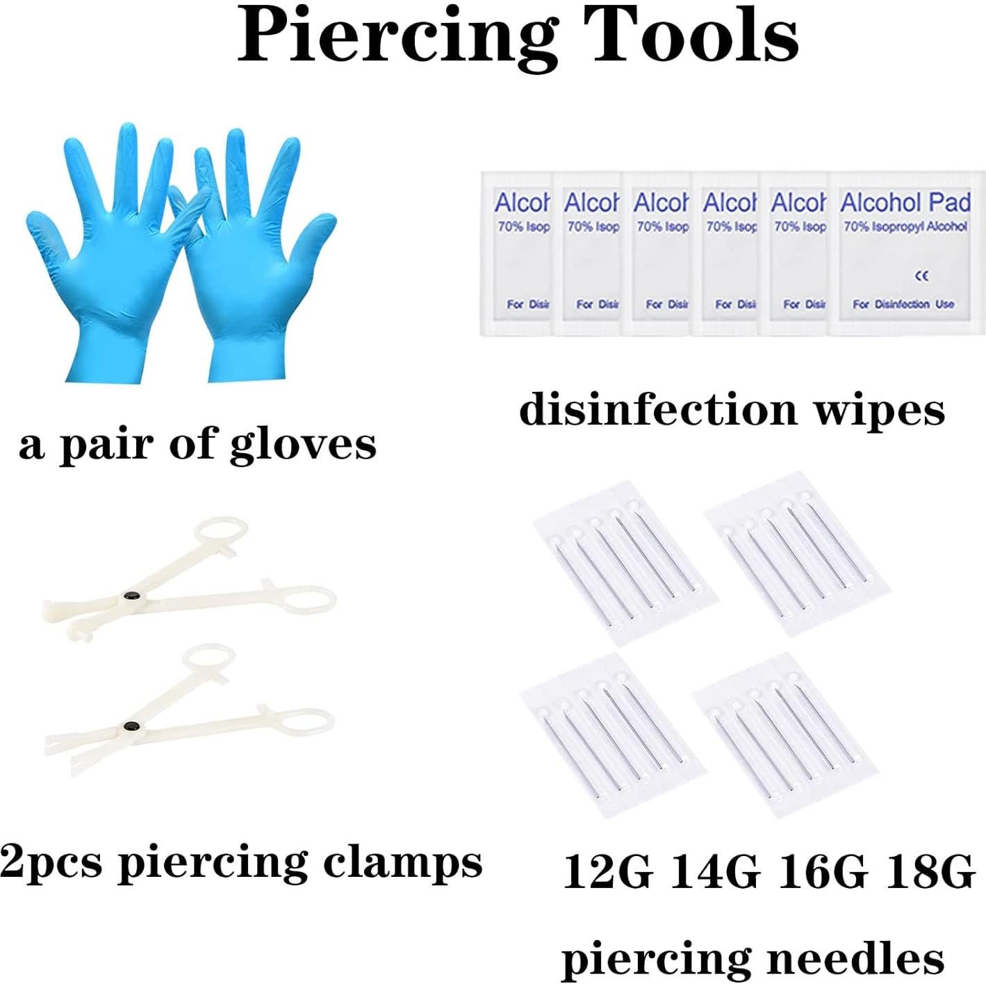 Kit de Piercing Profesional DJCIW 90PCS Acero Inoxidable