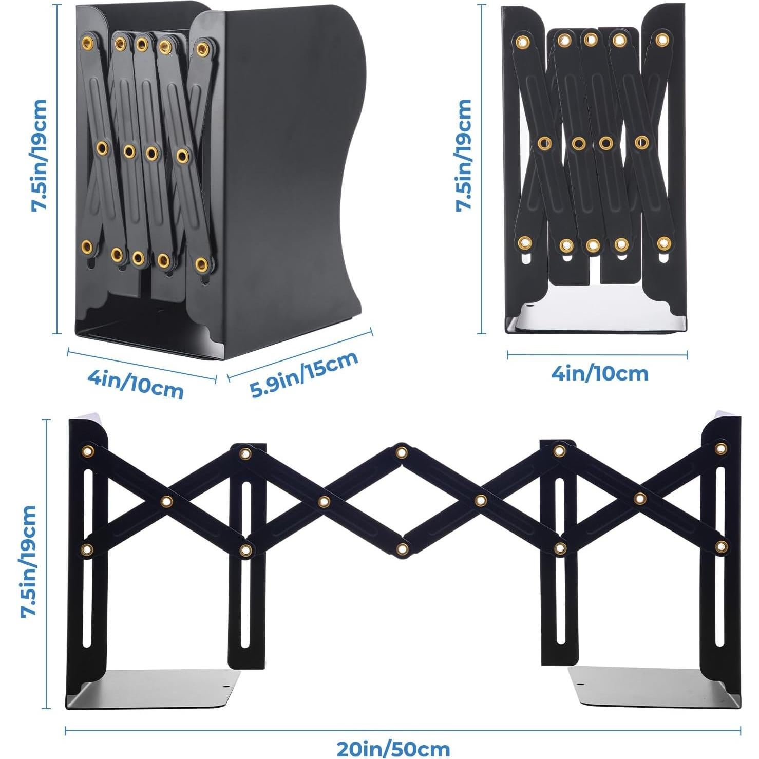 Soportes de Libros Ajustables M&G Metal Negro 10.2-50.8cm