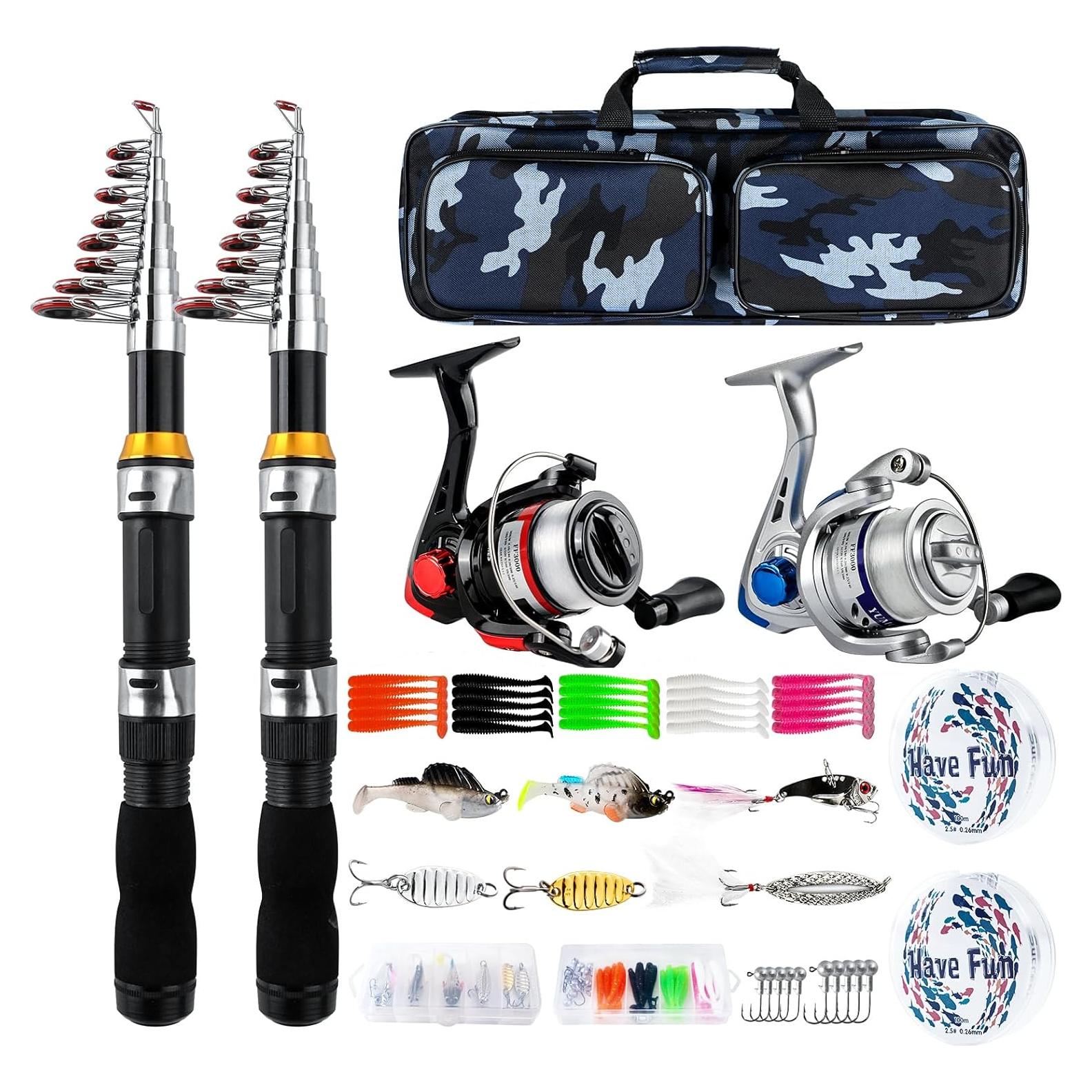 Combo de Caña de Pesca Plegable 2.1M Mouhike con Carretes