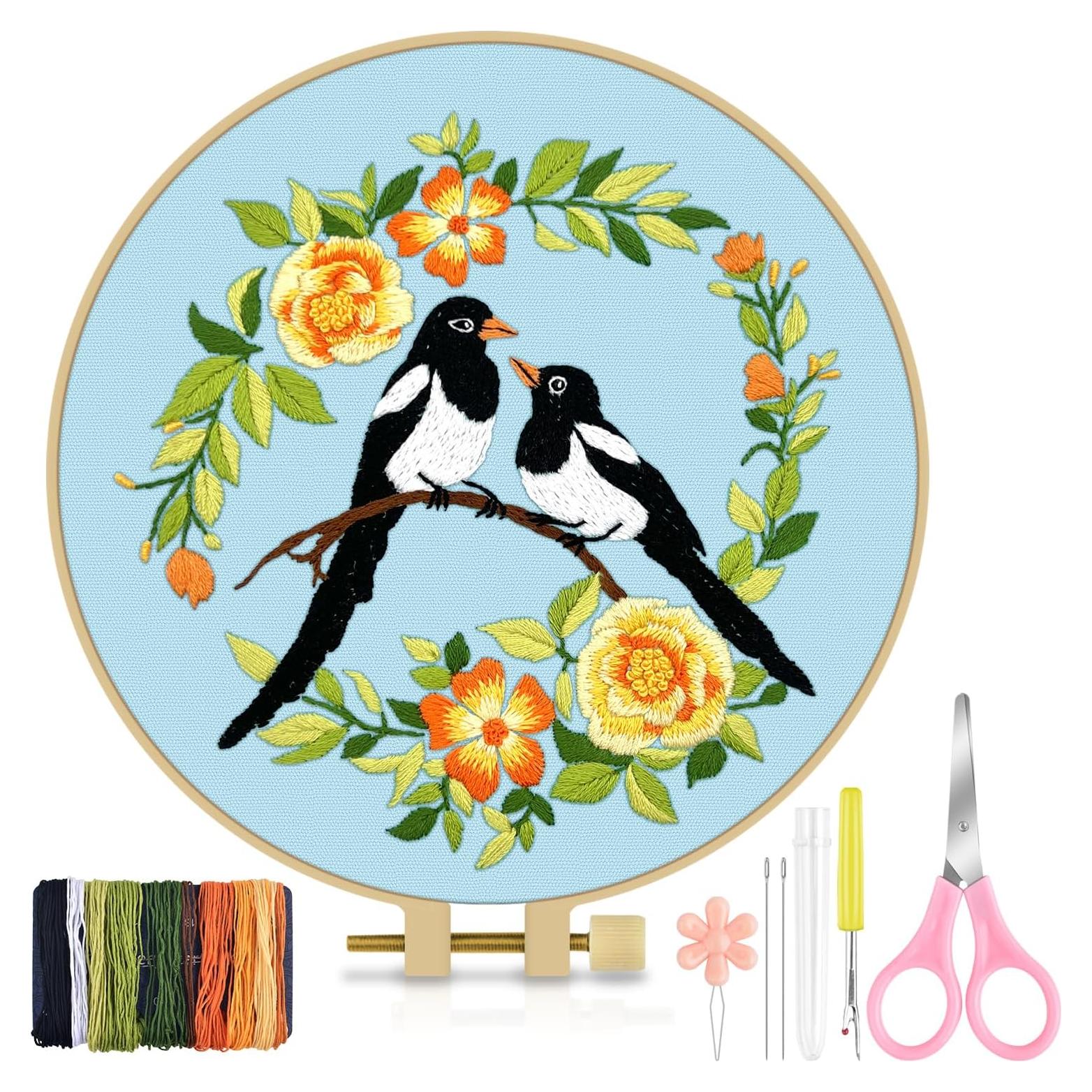 Kit de Bordado TINDTOP para Principiantes - Pájaro, 20x20 cm