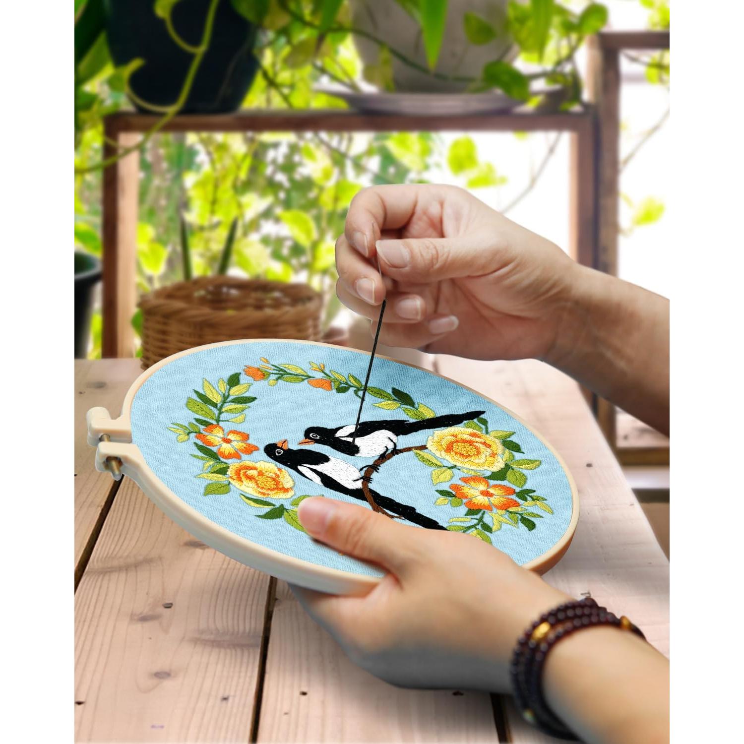 Kit de Bordado TINDTOP para Principiantes - Pájaro, 20x20 cm