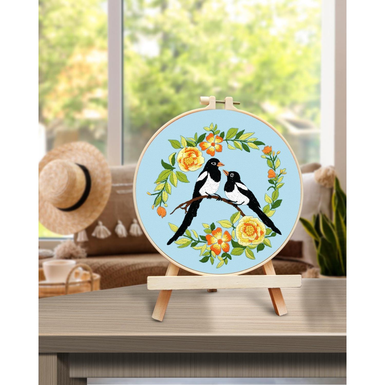 Kit de Bordado TINDTOP para Principiantes - Pájaro, 20x20 cm