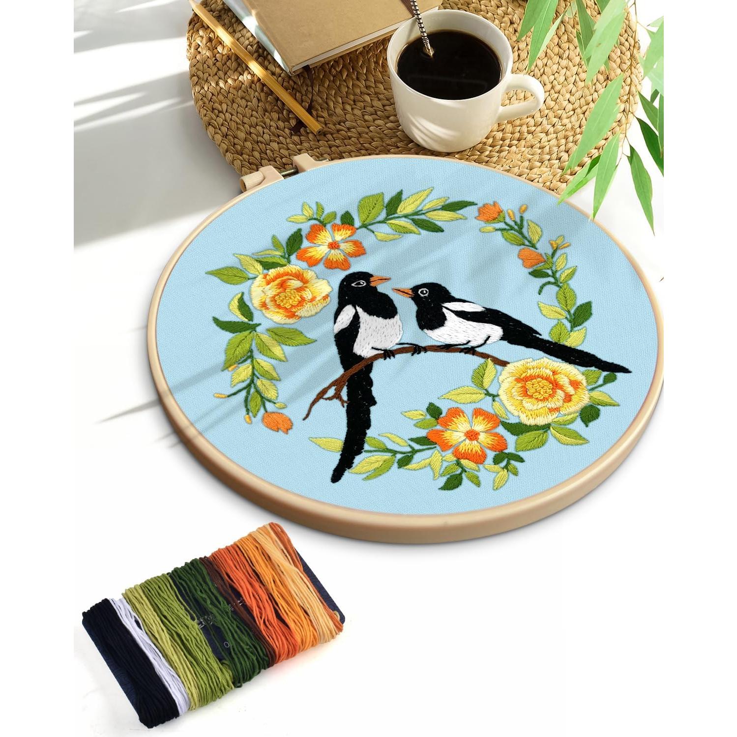 Kit de Bordado TINDTOP para Principiantes - Pájaro, 20x20 cm