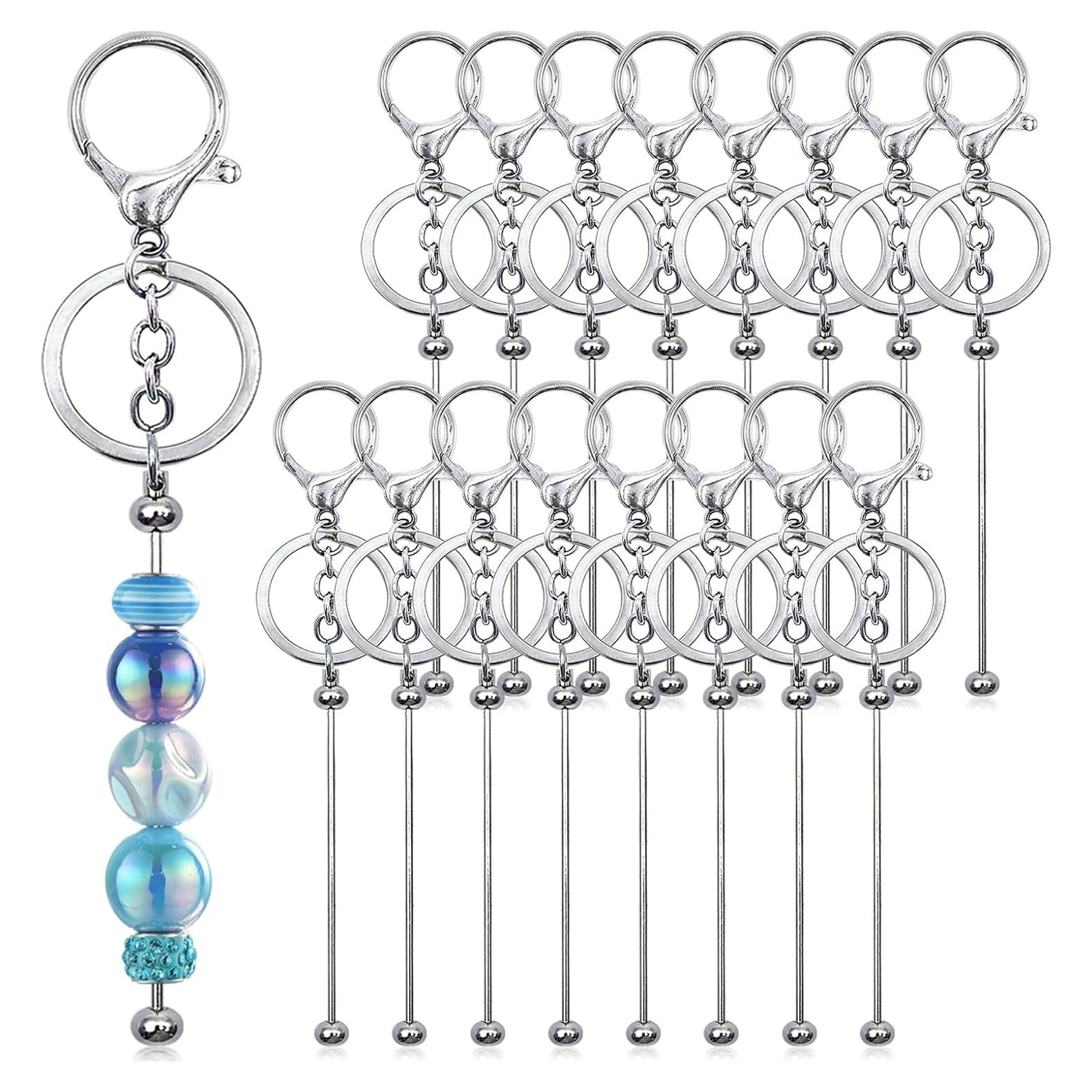 Kit 28 Piezas Llaveros Beadable DNLEGULI Plata DIY Manualidades