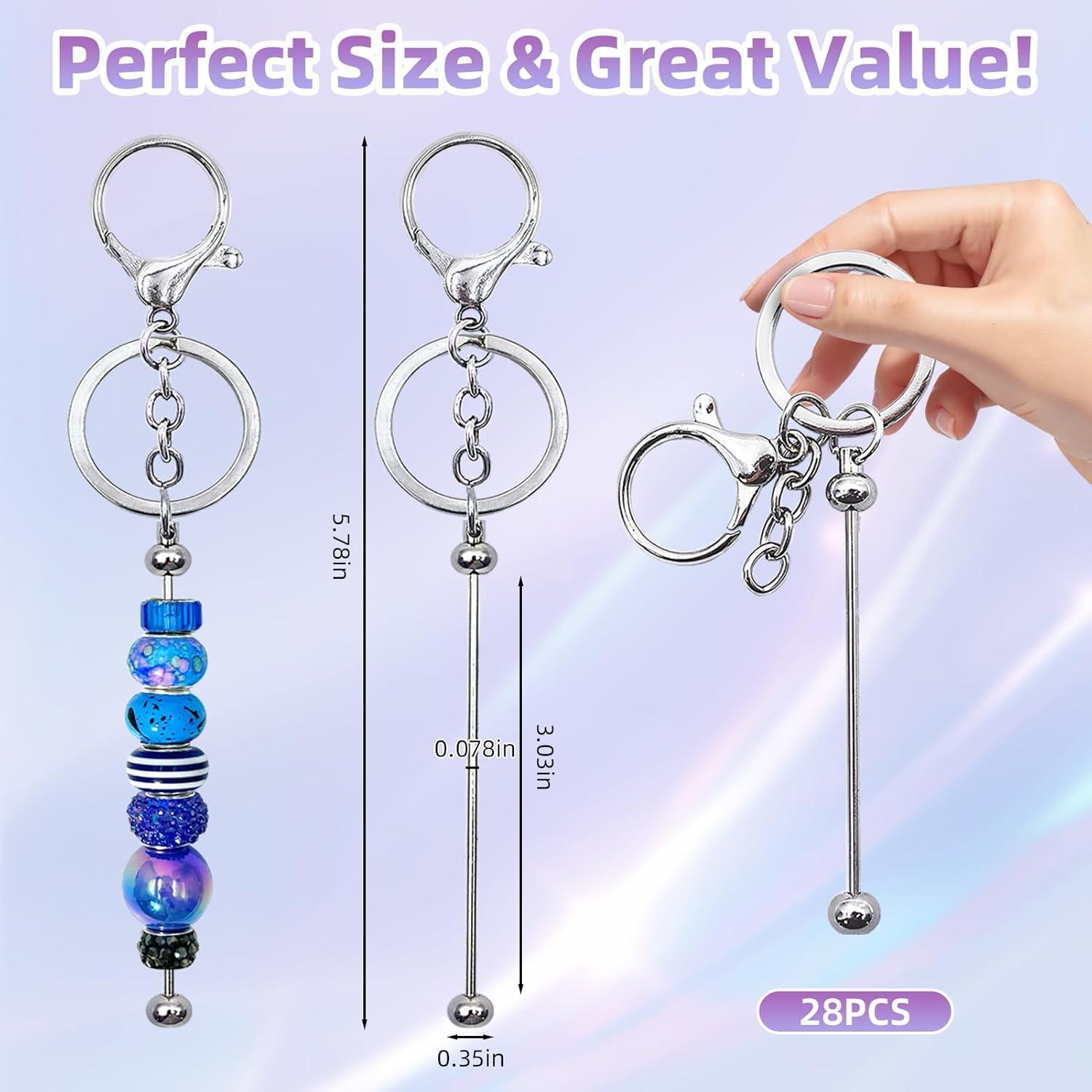 Kit 28 Piezas Llaveros Beadable DNLEGULI Plata DIY Manualidades