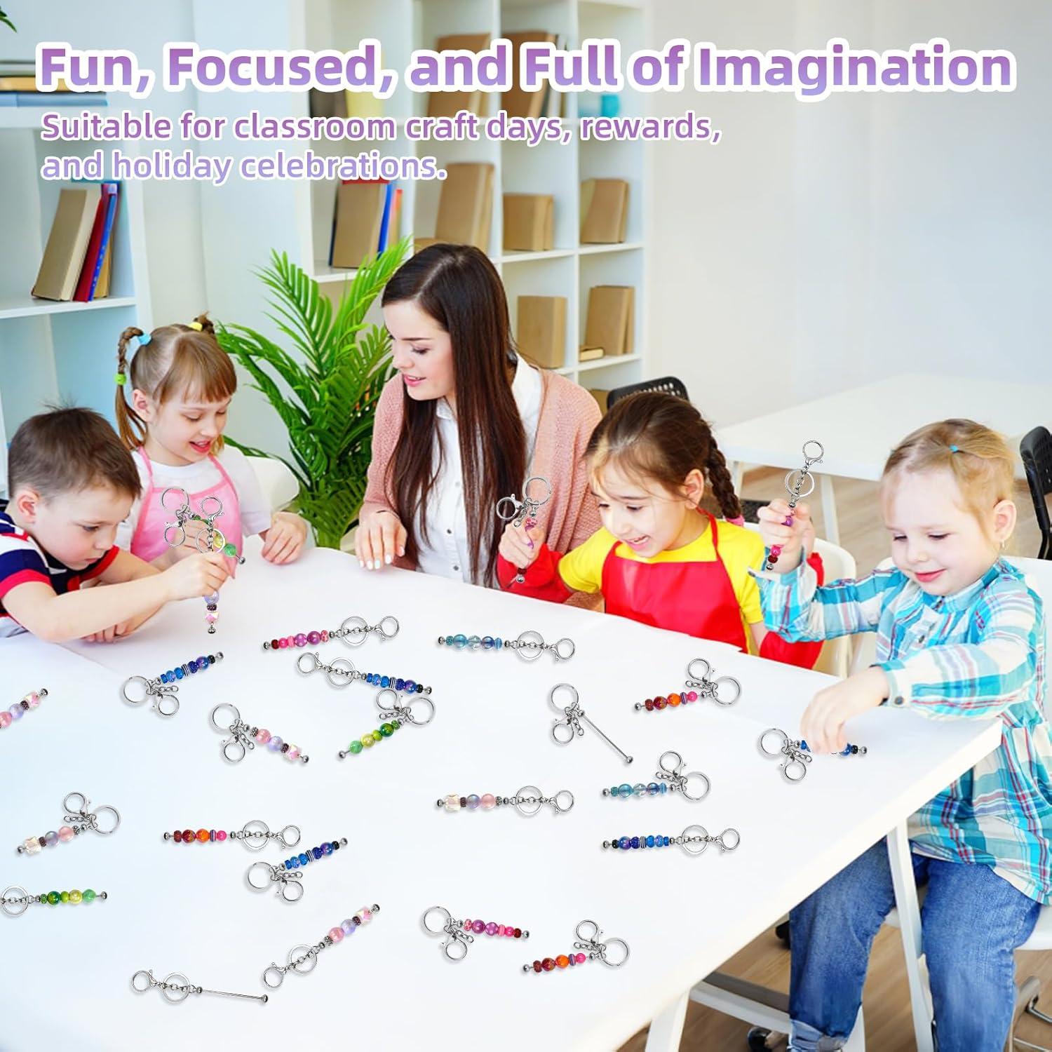 Kit 28 Piezas Llaveros Beadable DNLEGULI Plata DIY Manualidades