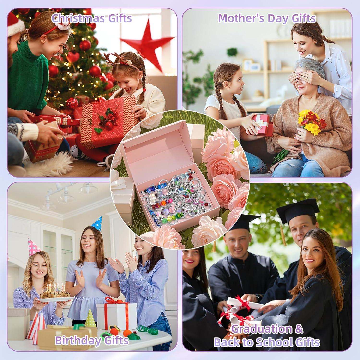 Kit 28 Piezas Llaveros Beadable DNLEGULI Plata DIY Manualidades