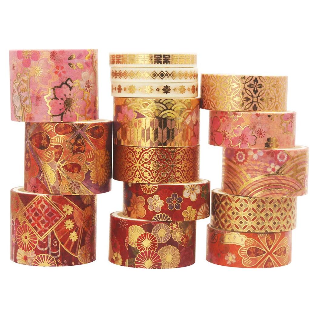 Conjunto de Cinta Washi Decorativa YUBBAEX 15 Rollos Flores