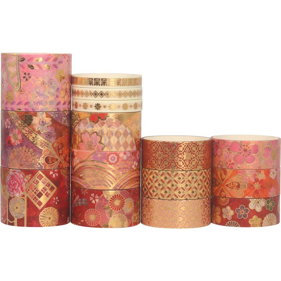 Conjunto de Cinta Washi Decorativa YUBBAEX 15 Rollos Flores