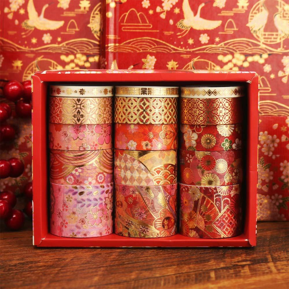 Conjunto de Cinta Washi Decorativa YUBBAEX 15 Rollos Flores