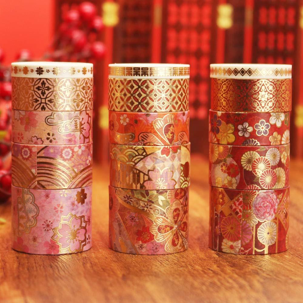 Conjunto de Cinta Washi Decorativa YUBBAEX 15 Rollos Flores