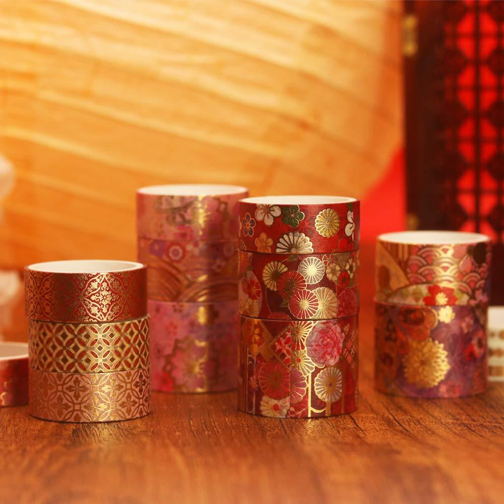 Conjunto de Cinta Washi Decorativa YUBBAEX 15 Rollos Flores