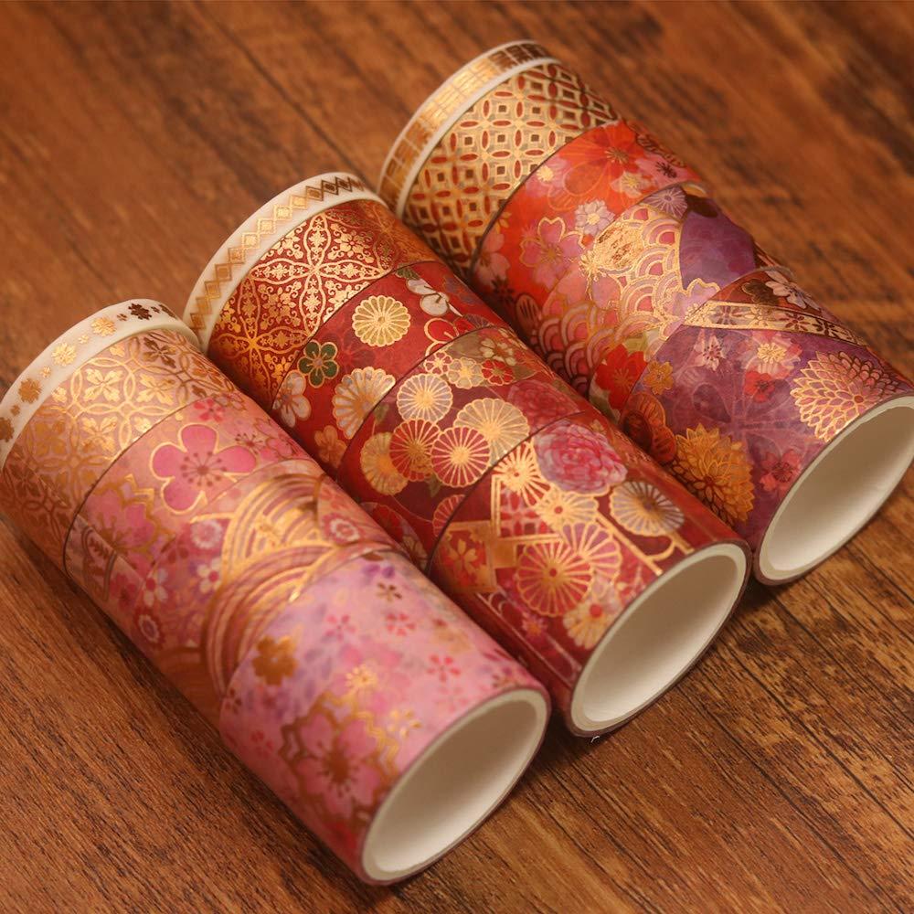 Conjunto de Cinta Washi Decorativa YUBBAEX 15 Rollos Flores