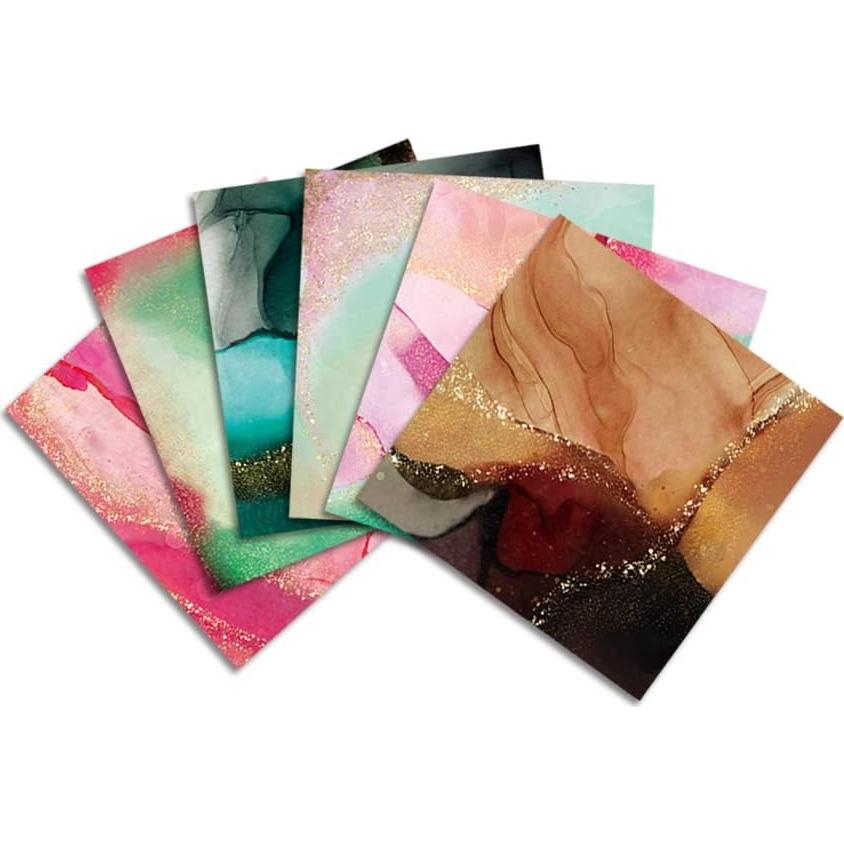 Papel de Scrapbook Rosa Mármol iKammo 30x30 cm - 24 Hojas