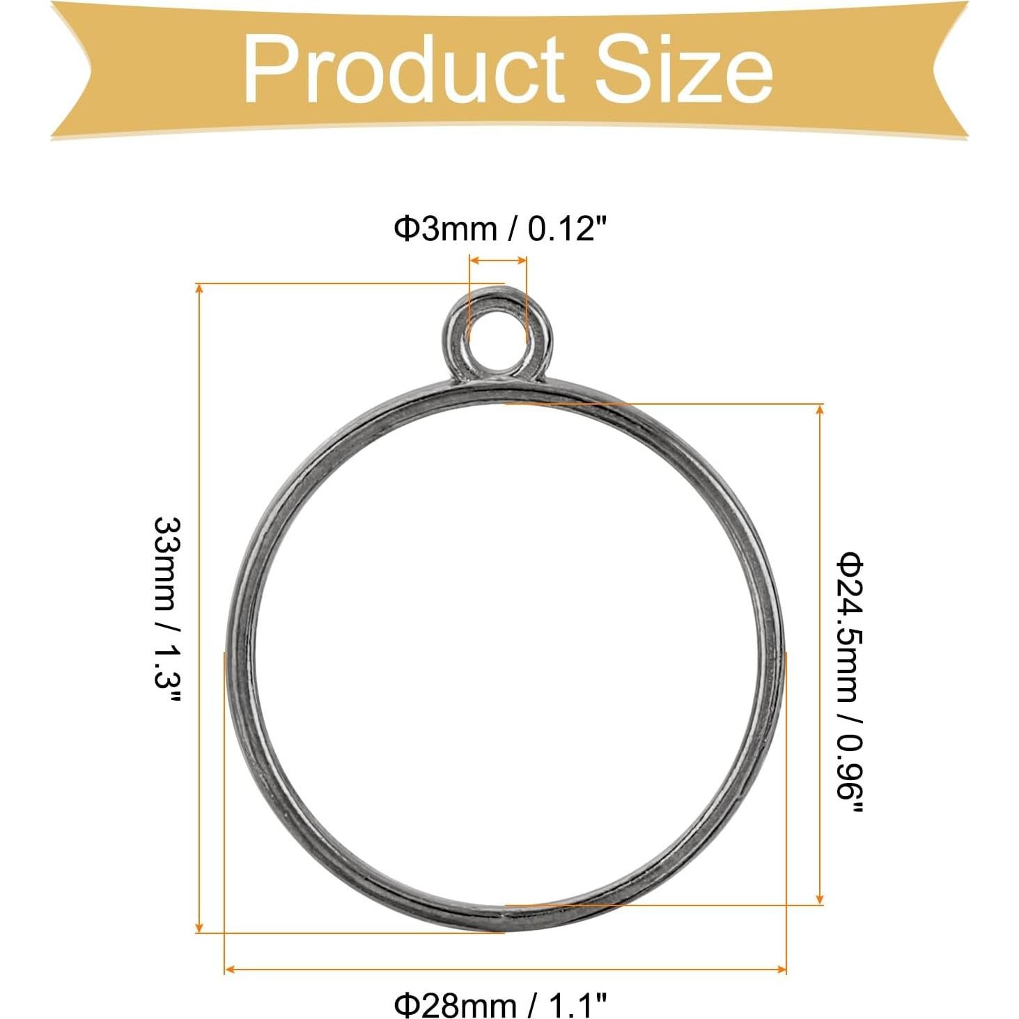 Colgantes de Montura Abierta uxcell - 30 Piezas, Negro, Redondo