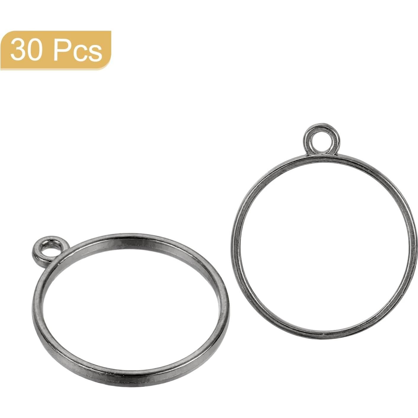 Colgantes de Montura Abierta uxcell - 30 Piezas, Negro, Redondo