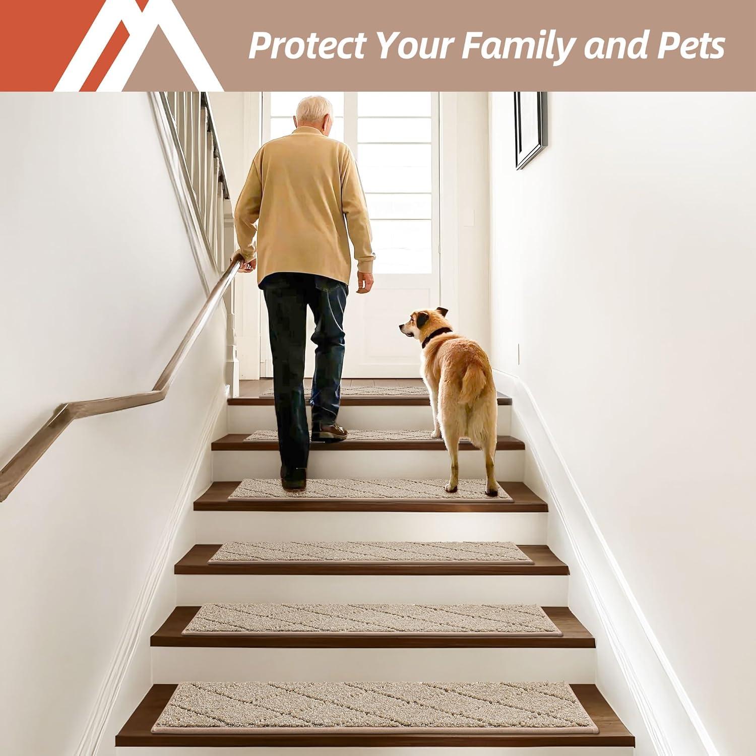 Alfombrillas Antideslizantes para Escaleras COSY HOMEER 71x23cm 4pc Beige