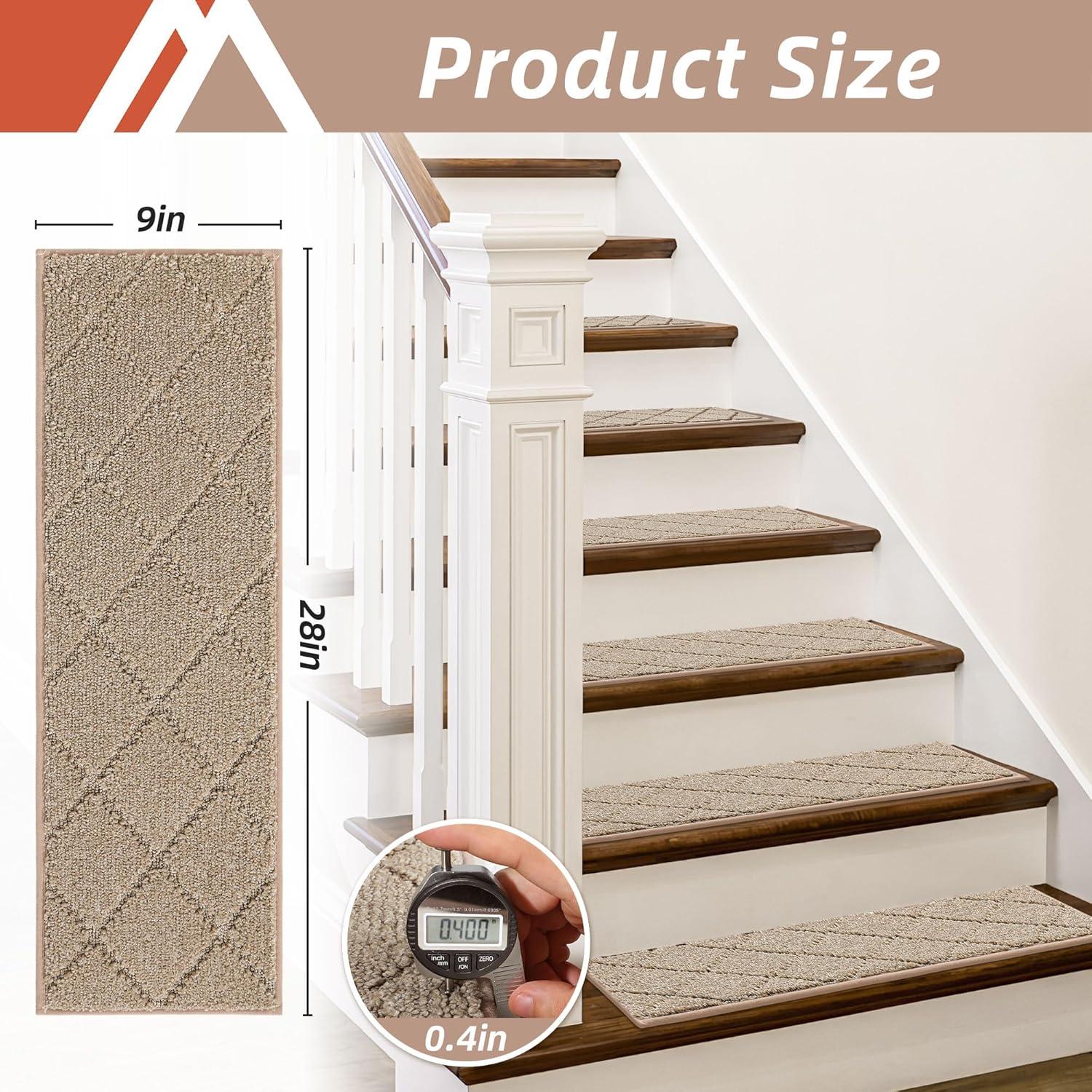 Alfombrillas Antideslizantes para Escaleras COSY HOMEER 71x23cm 4pc Beige