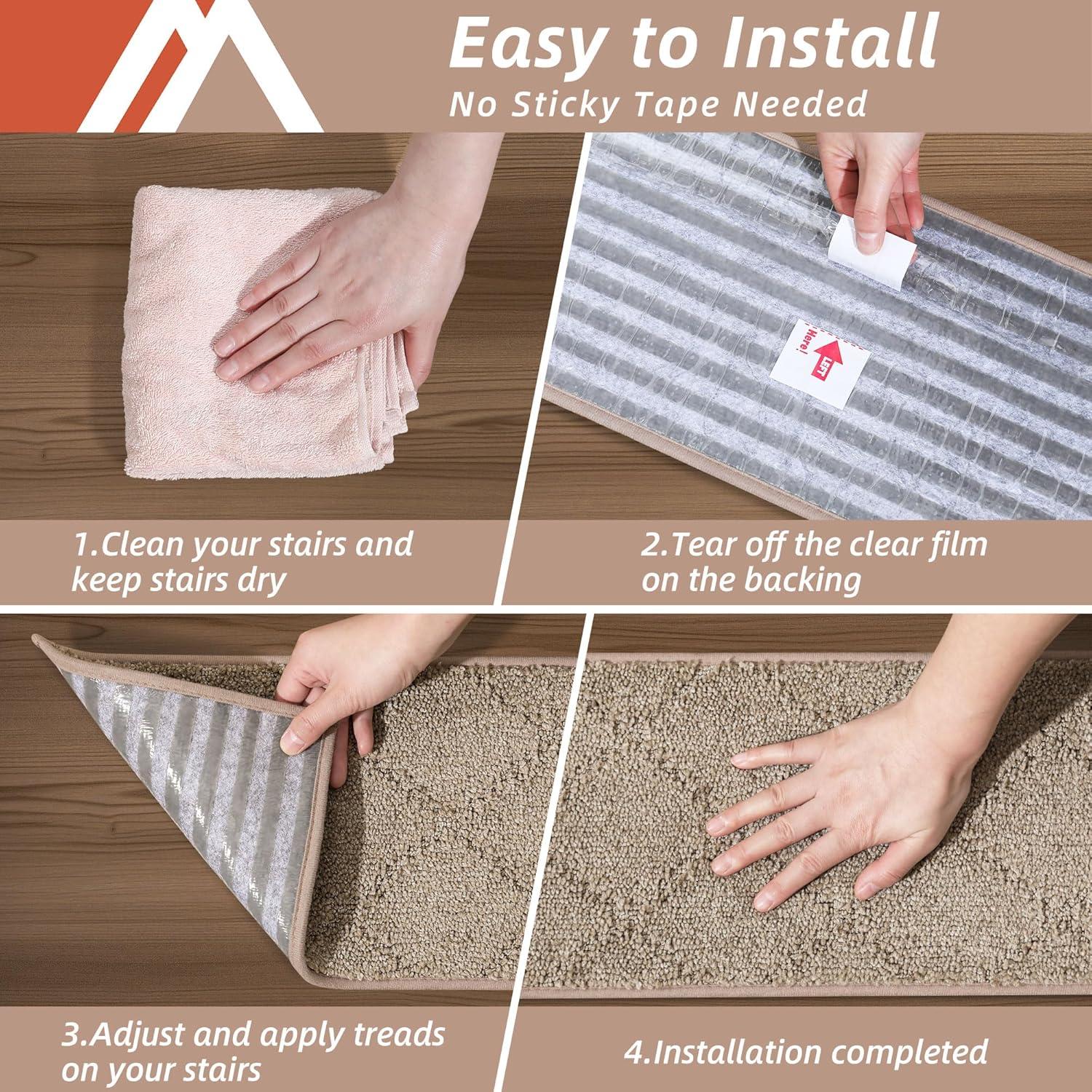 Alfombrillas Antideslizantes para Escaleras COSY HOMEER 71x23cm 4pc Beige