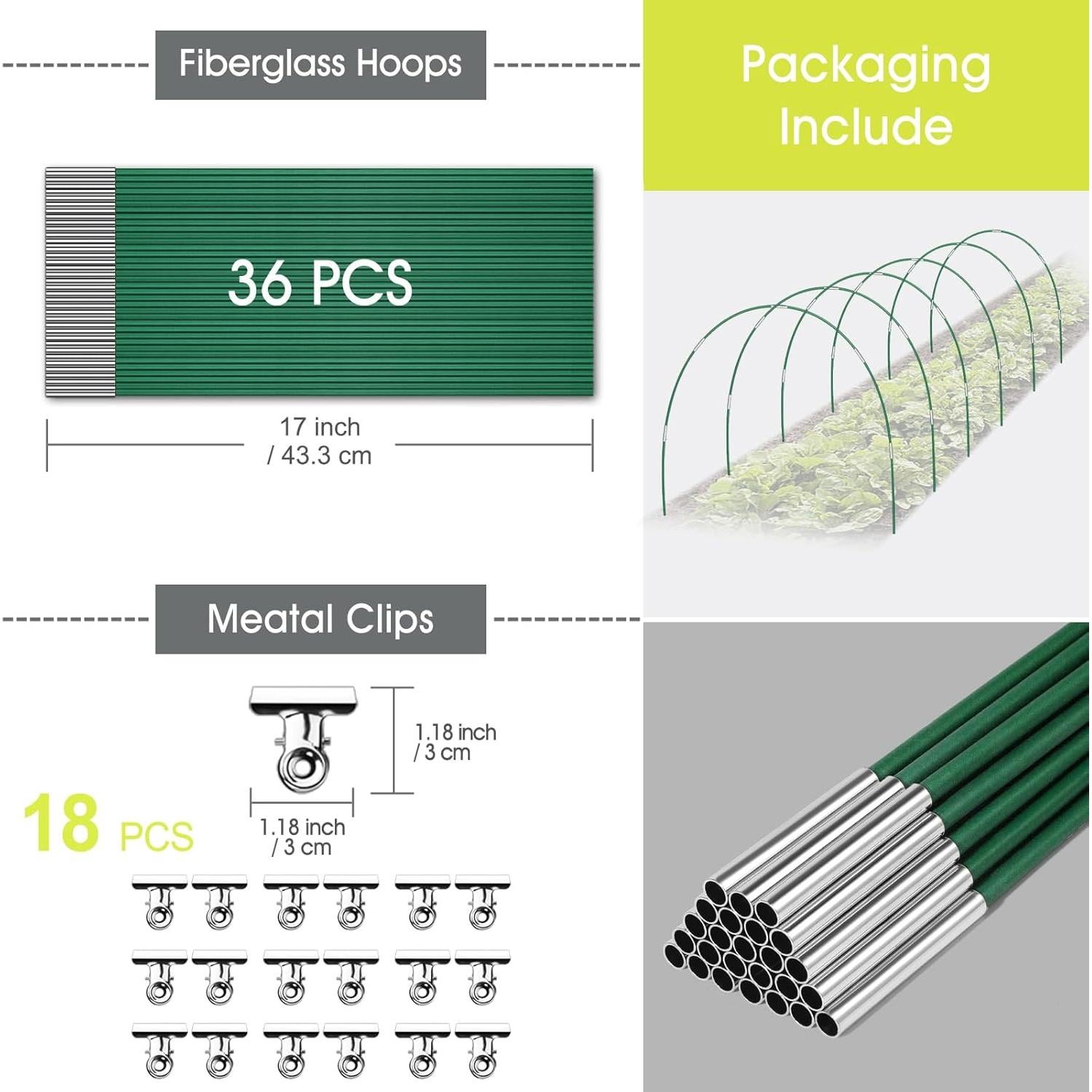 Kit de Arcos de Jardín Rifny 36 Piezas 43 cm Fibra de Vidrio