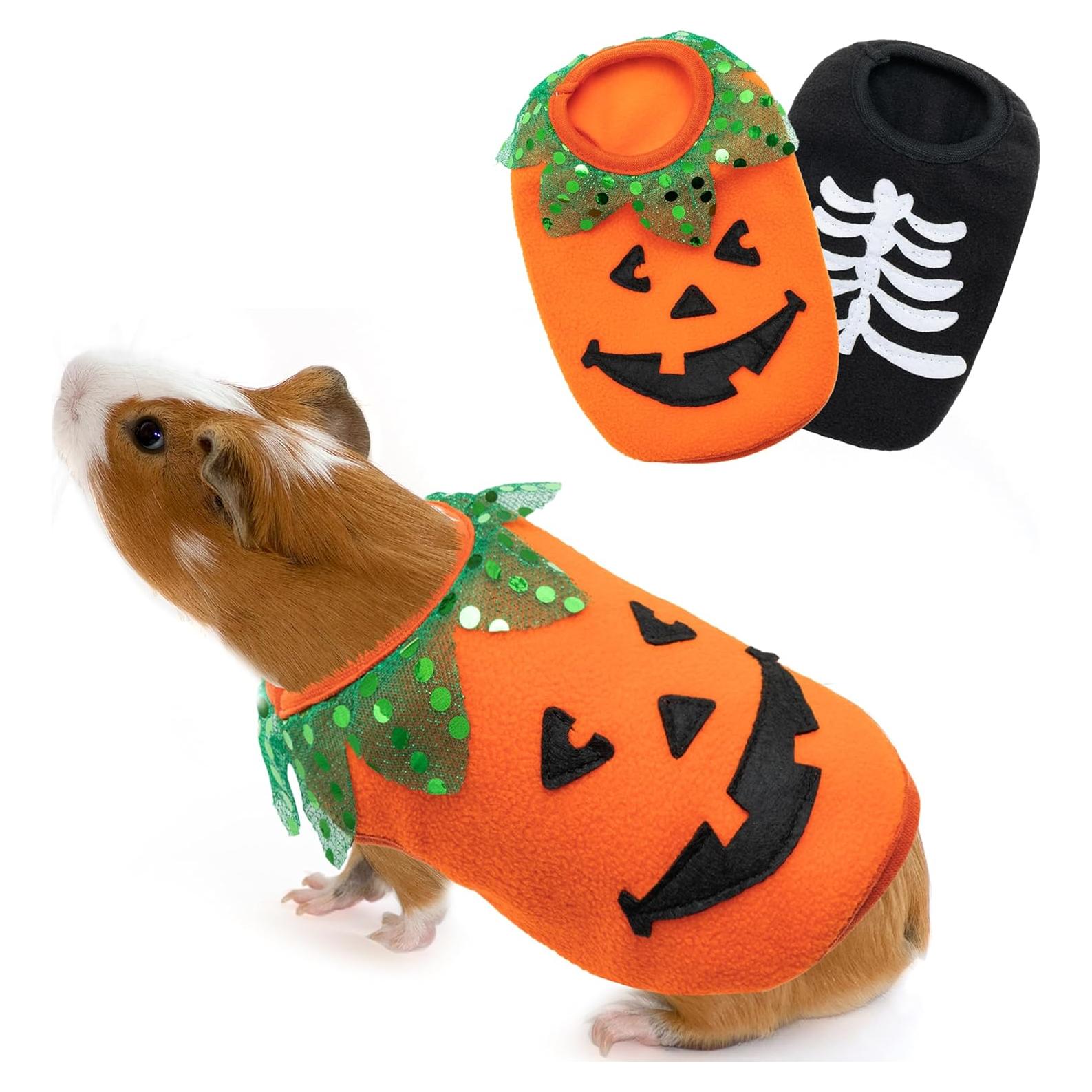 Disfraz de Halloween para Mascotas IPRAVOCI - Chaleco Calabaza y Huesos
