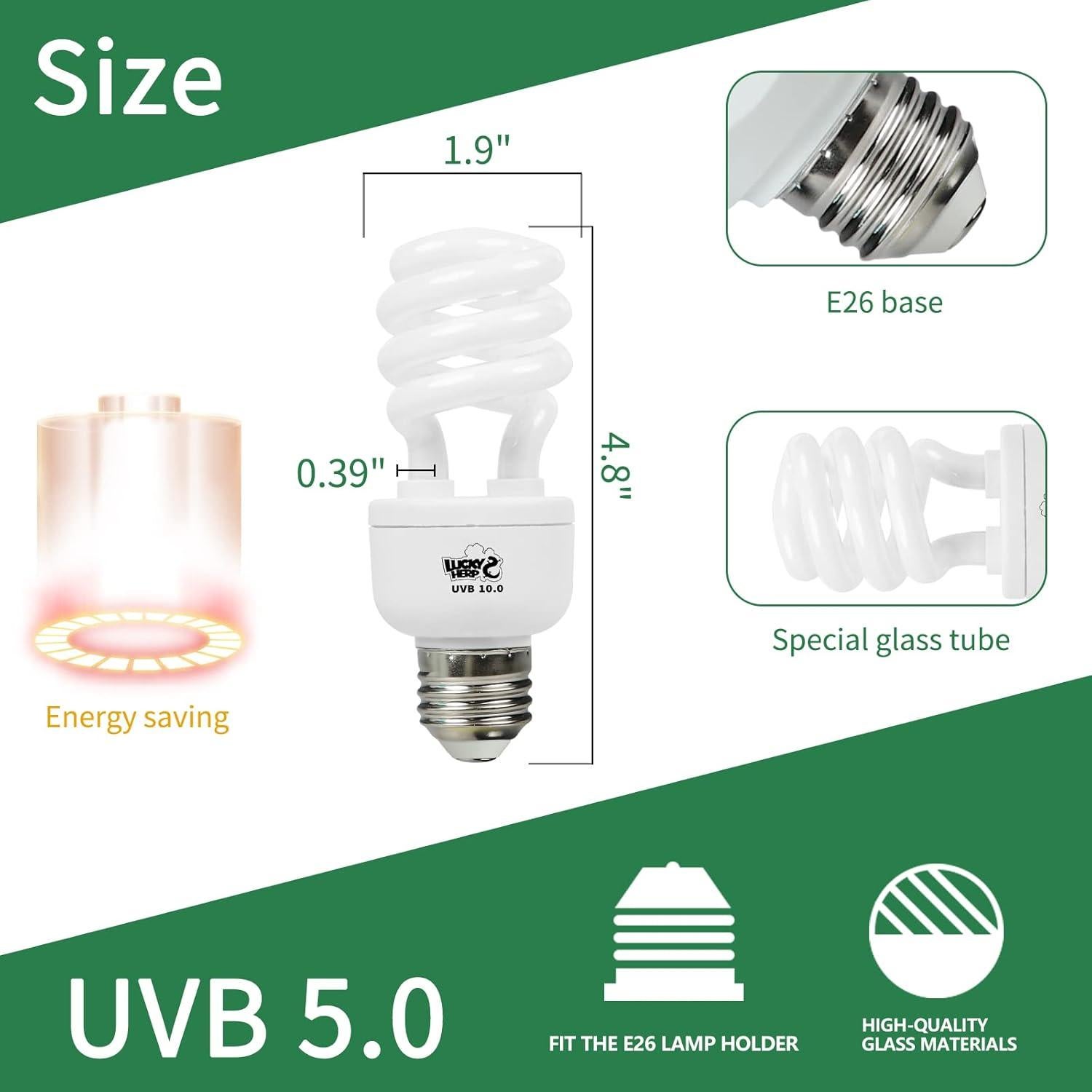 LUCKY HERP Reptile UVA UVB Light 5.0 13W Compact Fluorescent Tropical Terrarium Lamp