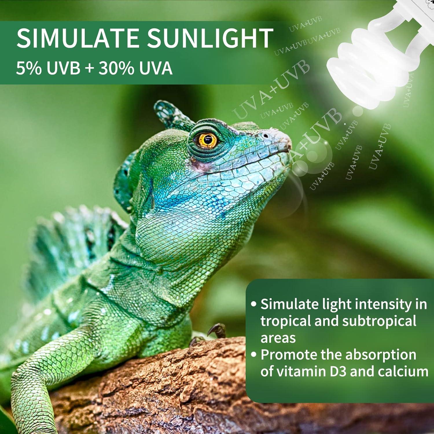 LUCKY HERP Reptile UVA UVB Light 5.0 13W Compact Fluorescent Tropical Terrarium Lamp