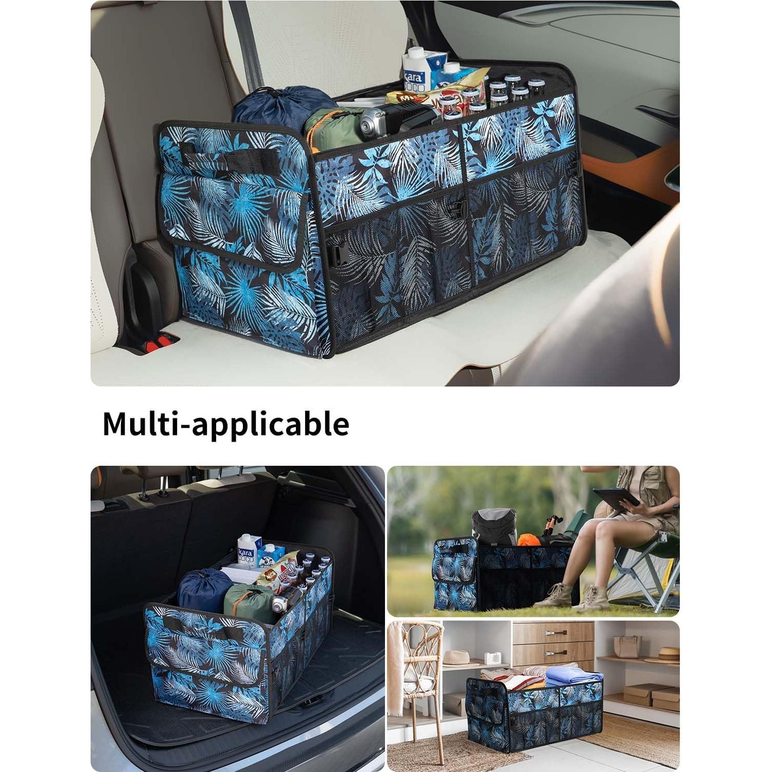 Organizador de Maletero YOHOOLYO 72L Plegable Floral Azul