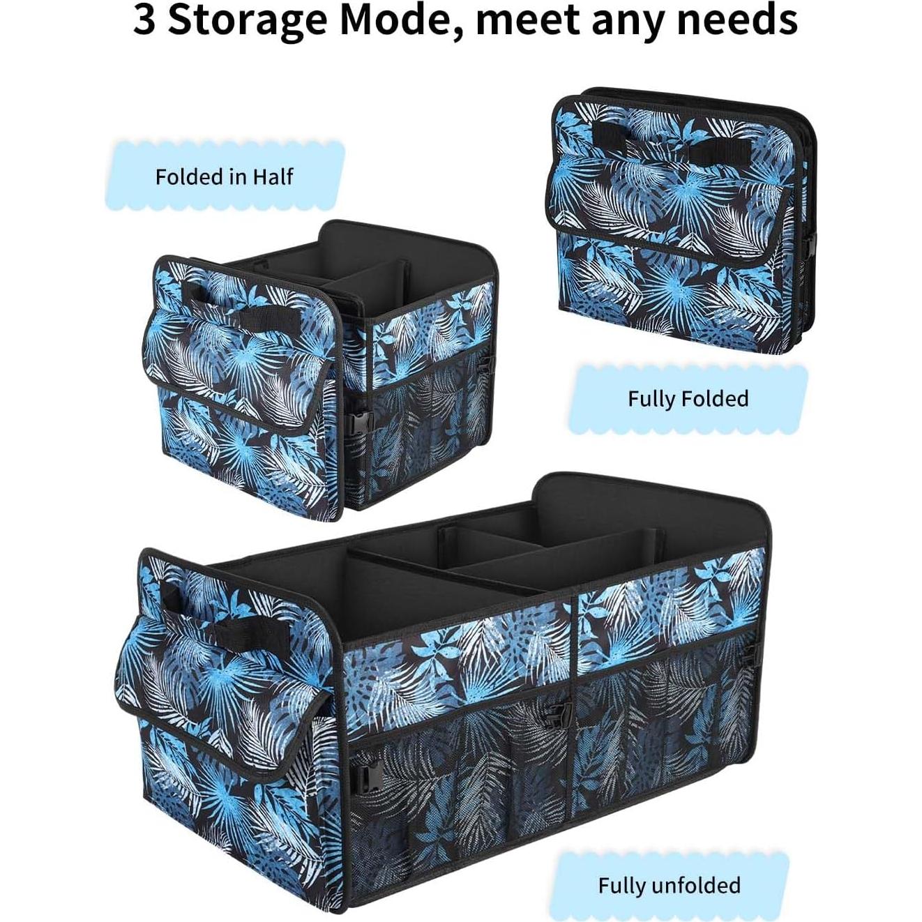 Organizador de Maletero YOHOOLYO 72L Plegable Floral Azul