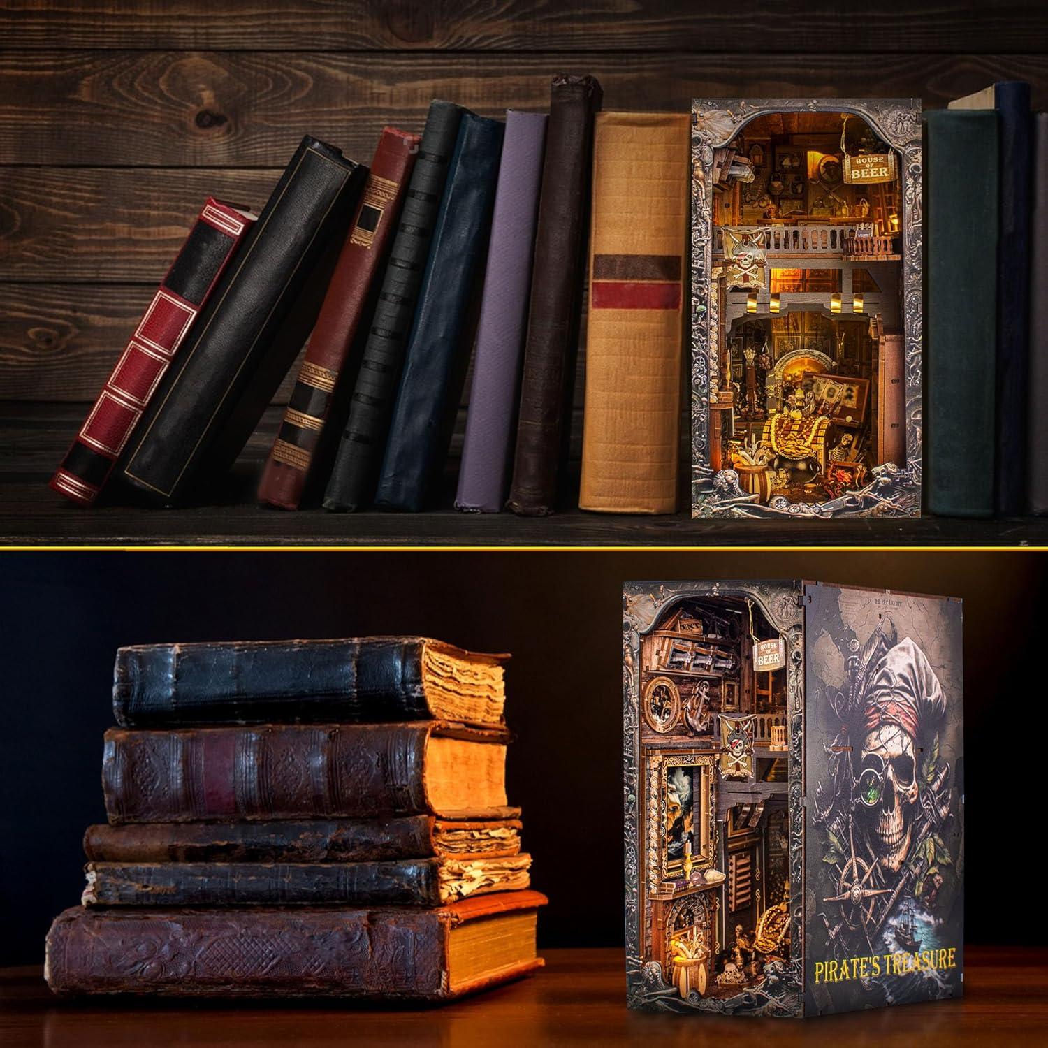 Kit de Rincón de Libros Wimlade Barco Pirata 3D con LED