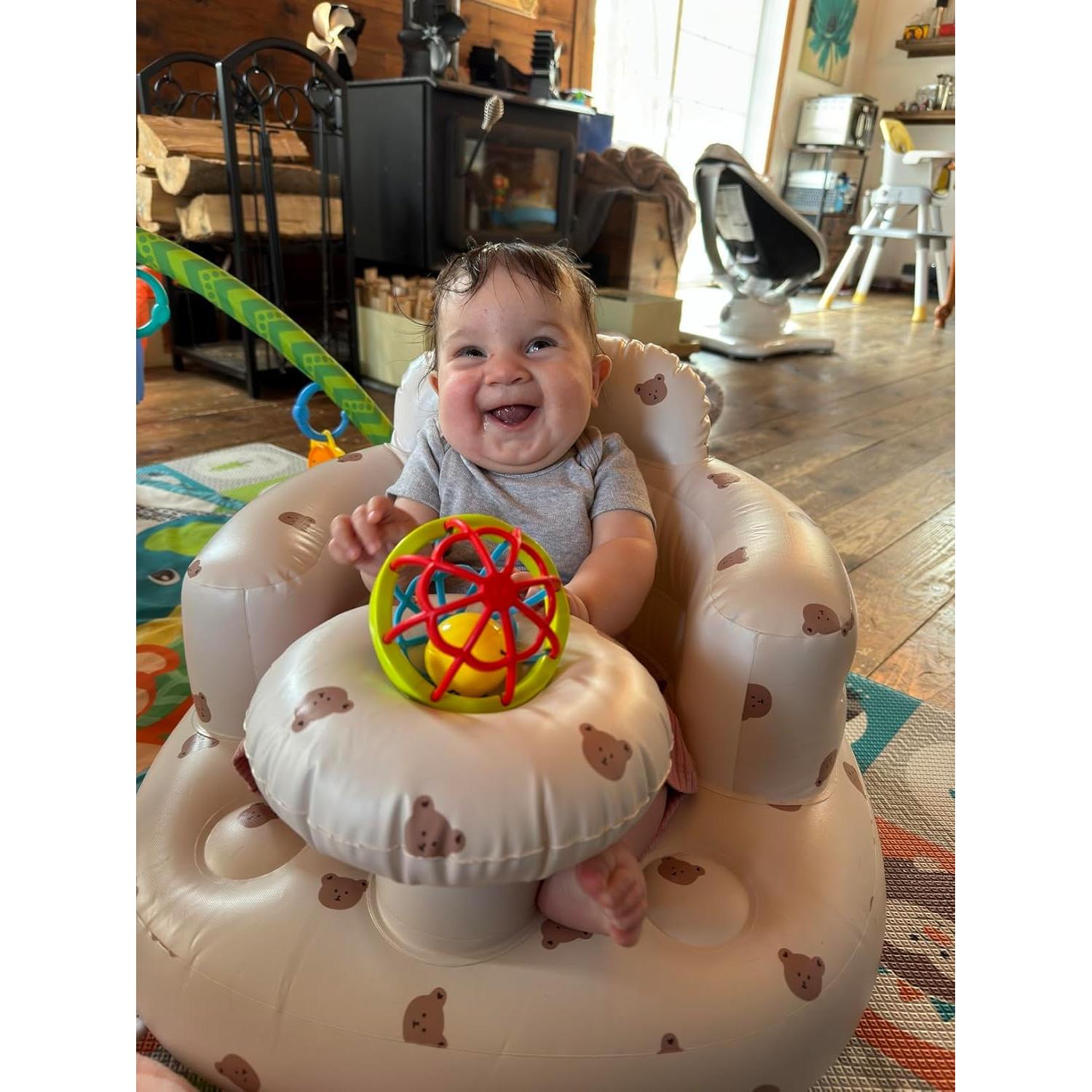 Silla Inflable para Bebés Asamoom con Bandeja - Verde