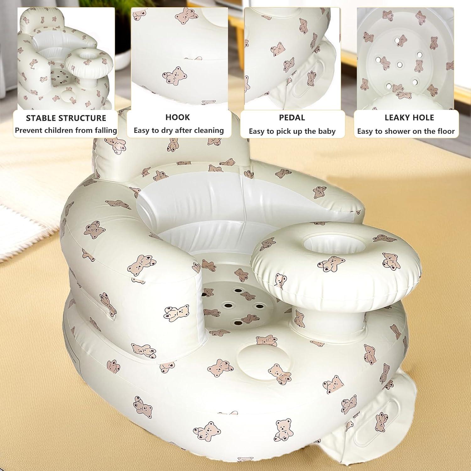 Silla Inflable para Bebés Asamoom con Bandeja - Verde