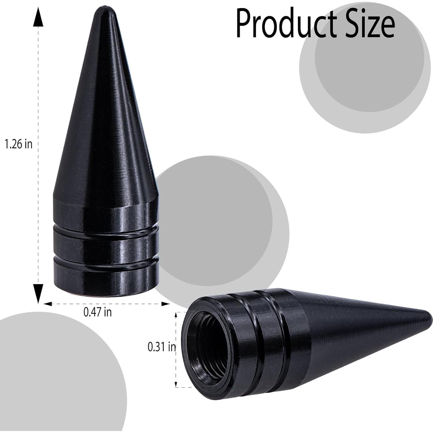 4 Tapones de Válvula de Neumático MEAJOO Aluminio Negro