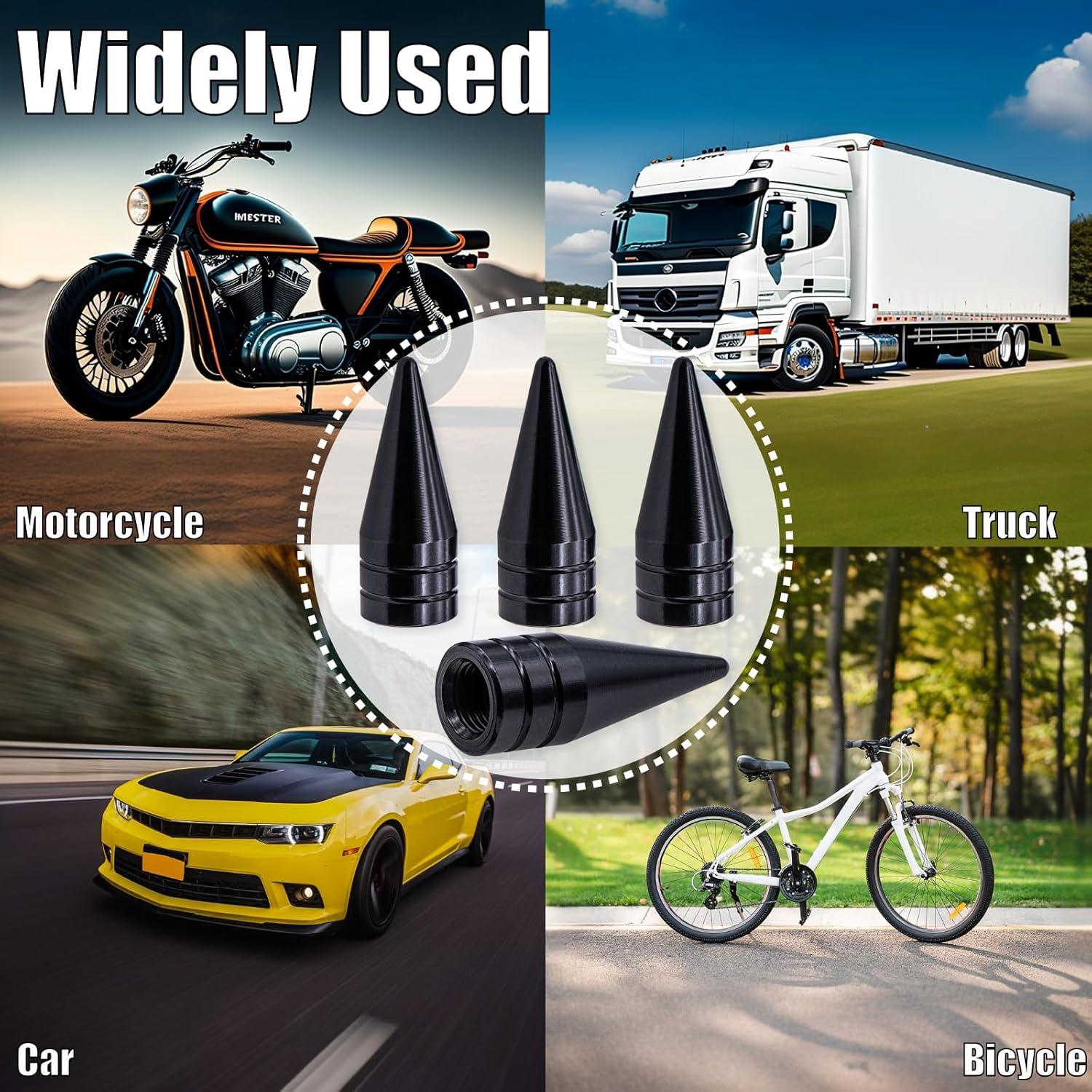 4 Tapones de Válvula de Neumático MEAJOO Aluminio Negro