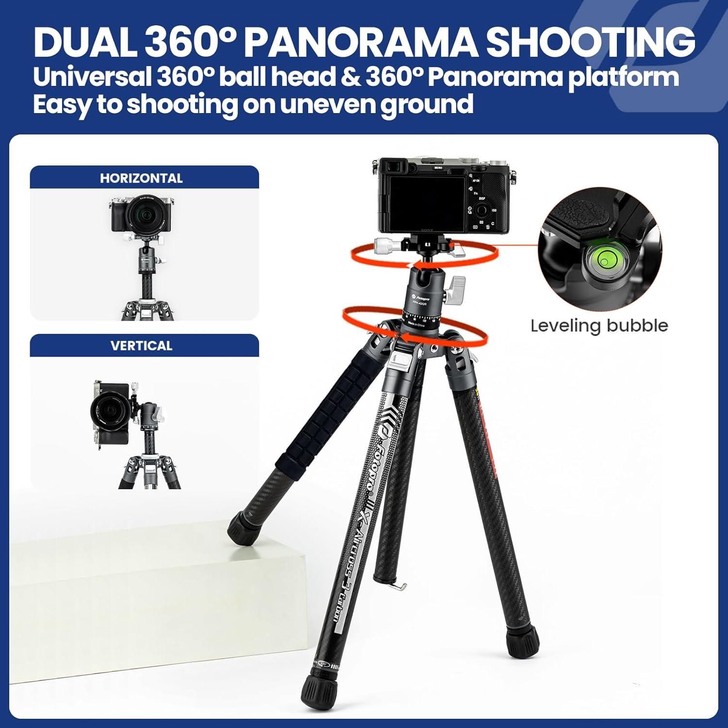 Trípode Fotopro X-Aircross 3 fibra carbono 62cm ultraligero